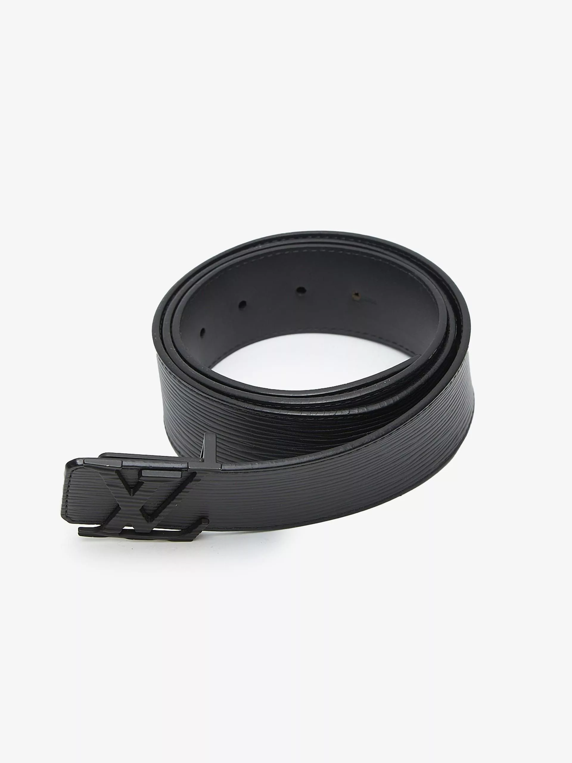 Louis Vuitton Belts Louis Vuitton Full Black Leather Logo Buckle Belt