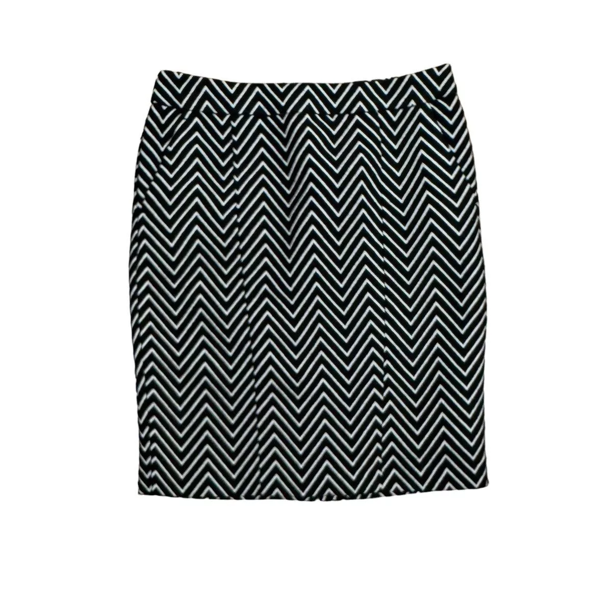 MAX&Co. Midi Skirts MAX&Co. Max&Co Pencil Skirt Zigzag Striped Wool-Polyester size US4 Black