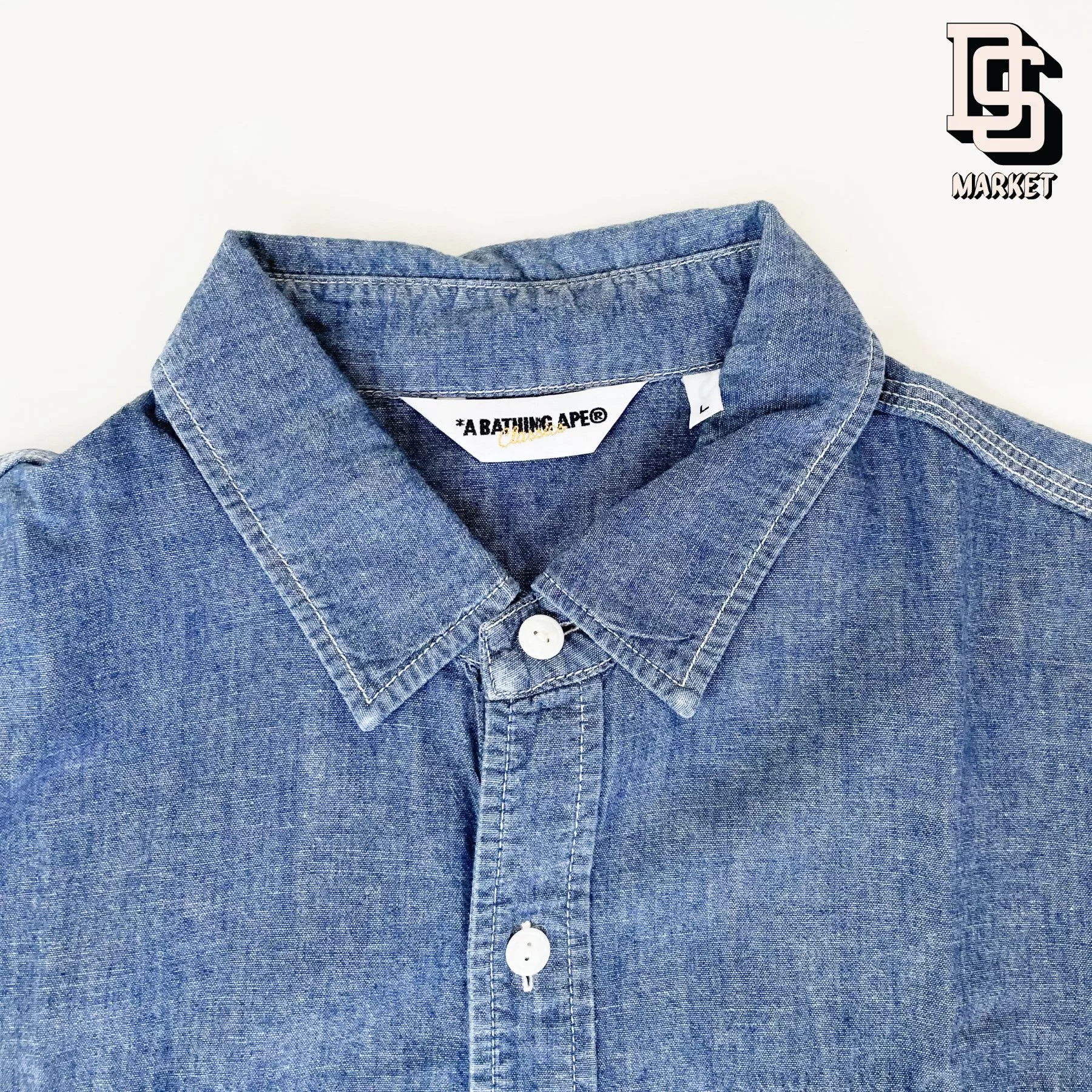 Bape Shirts Button Ups Bape CHAMBRAY BUTTON UP S/S SHIRT Blue