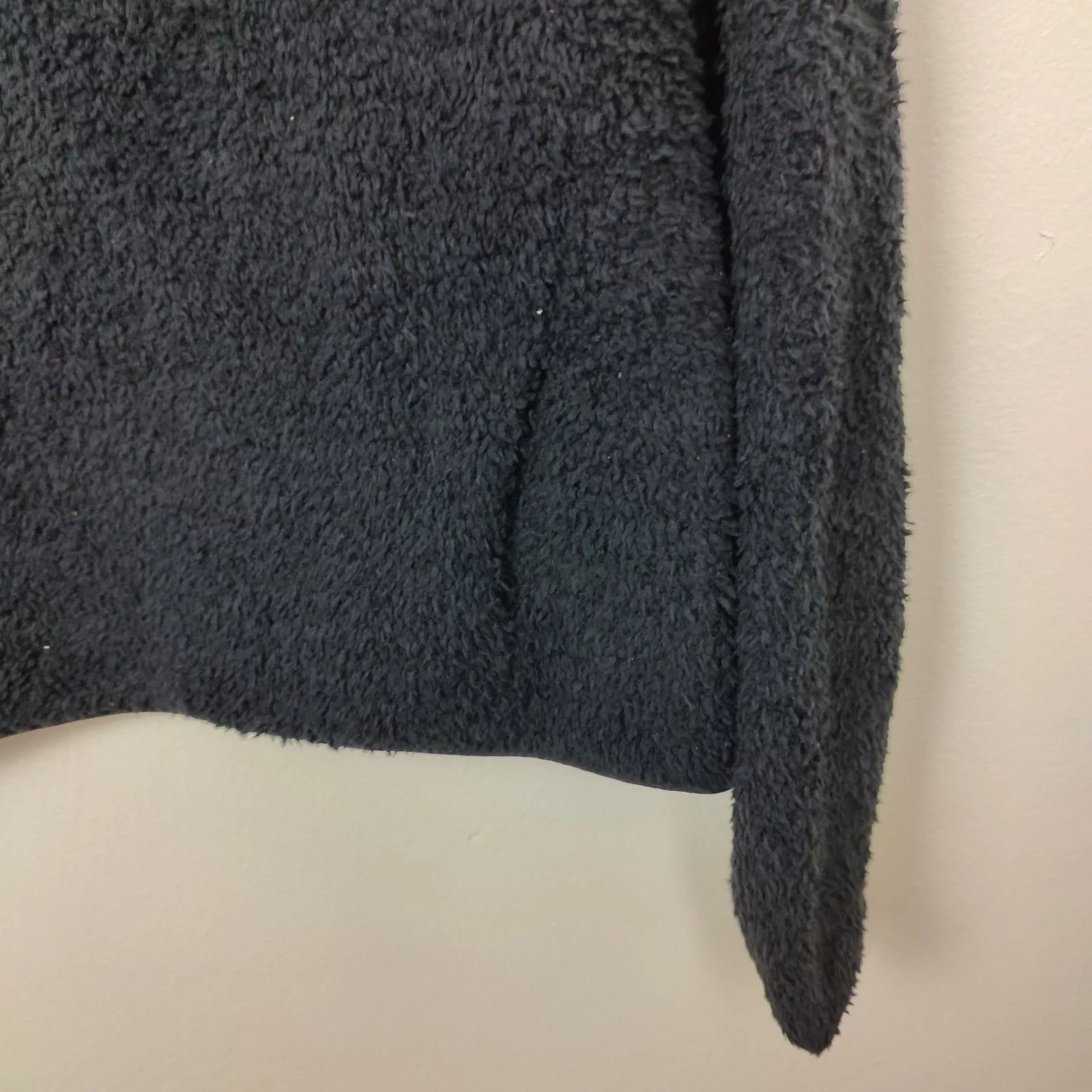 SKIMS Sweatshirts Skims Cozy Knit Pullover L/XL Black Teddy 1/4 Snap Button