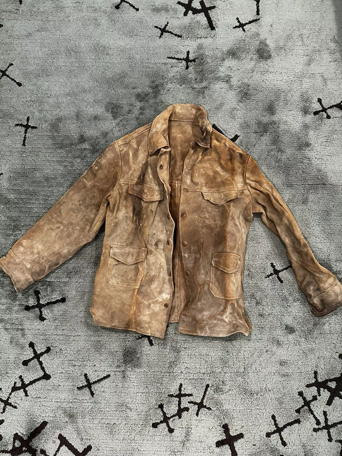 Balenciaga Leather Jackets Balenciaga × Leather × Vintage 1920’s Vintage Waterlogged Miner Jacket THRASHED Brown
