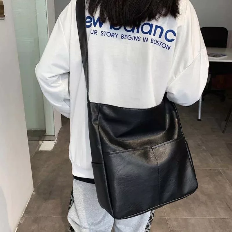 Leather Bags Luggage PU Leather Crossbody Bag Black Streetwear