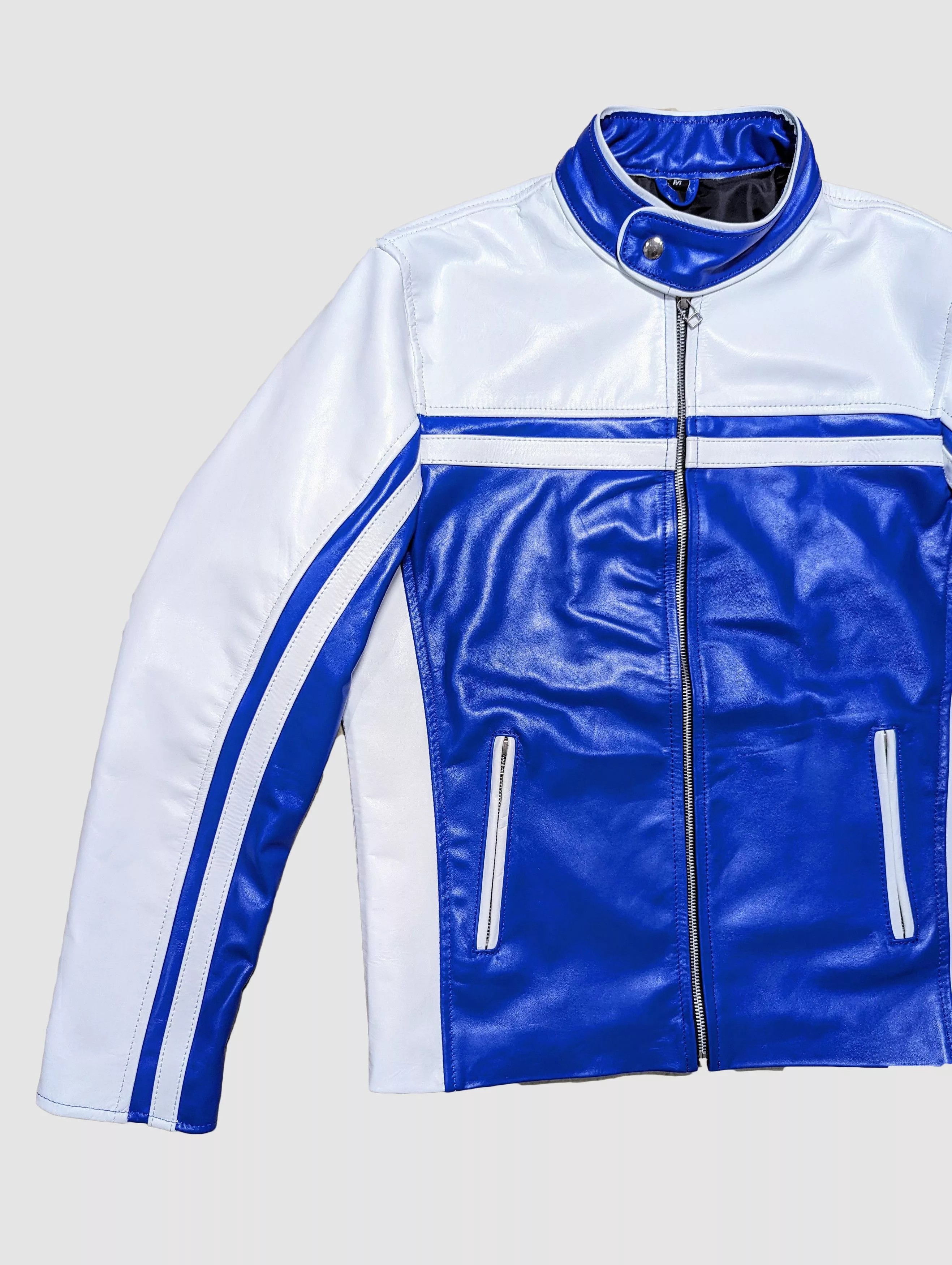 Genuine Leather Leather Jackets Genuine Leather Men's Fashion Leather Jacket Streetwear Blue Vintage