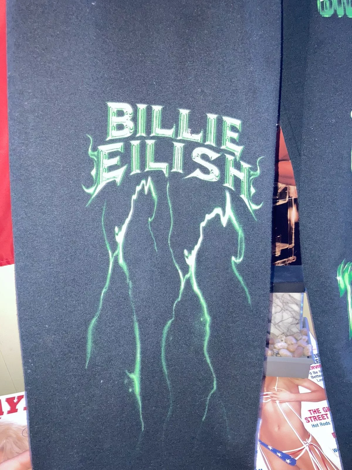 Billie Eilish Sweatpants Joggers Billie Eilish × Vintage Billie Eilish green lightning sweatpants*RARE* Black