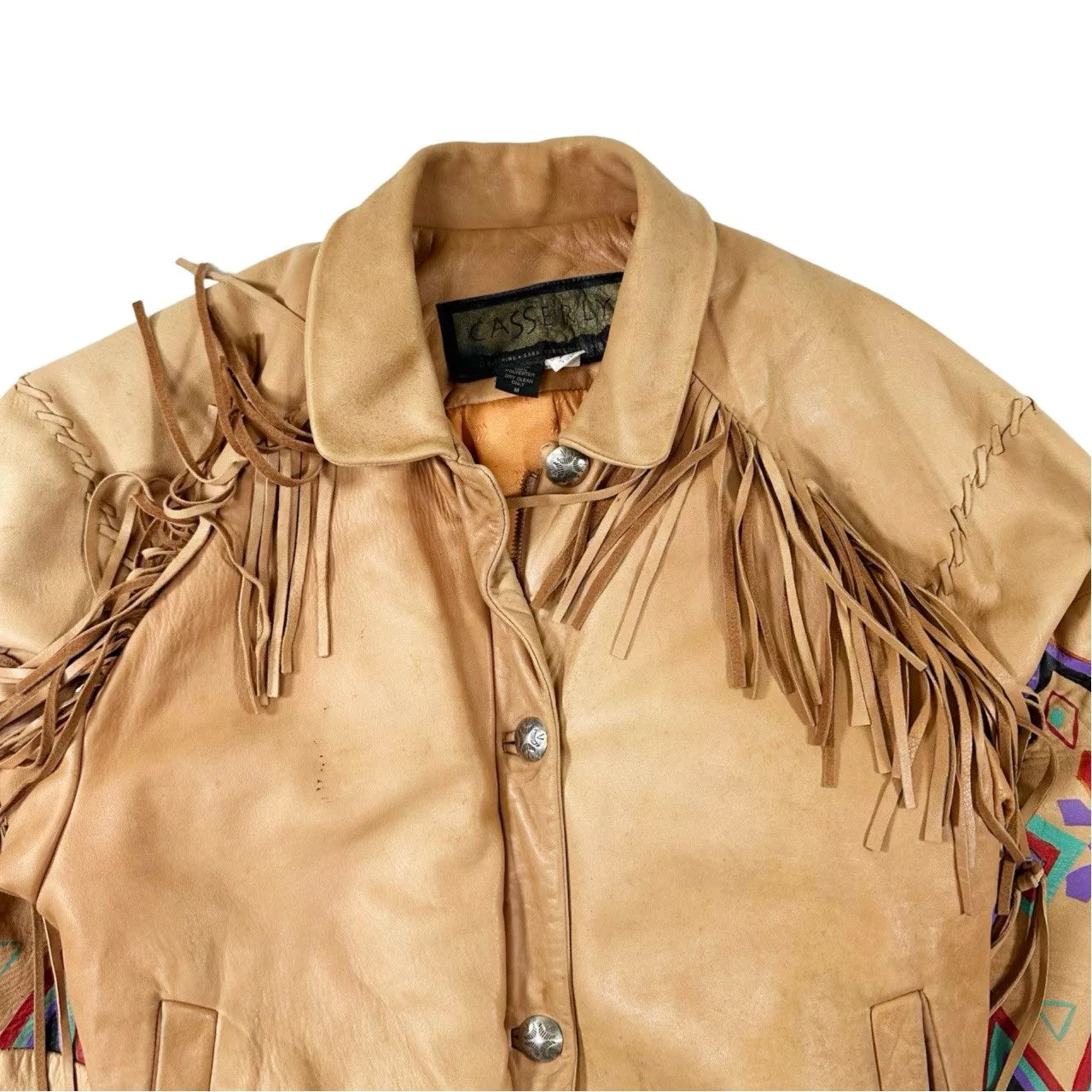 Vintage Leather Jackets Vintage 90s Casserly Tassel Leather Custom Jacket Brown Streetwear