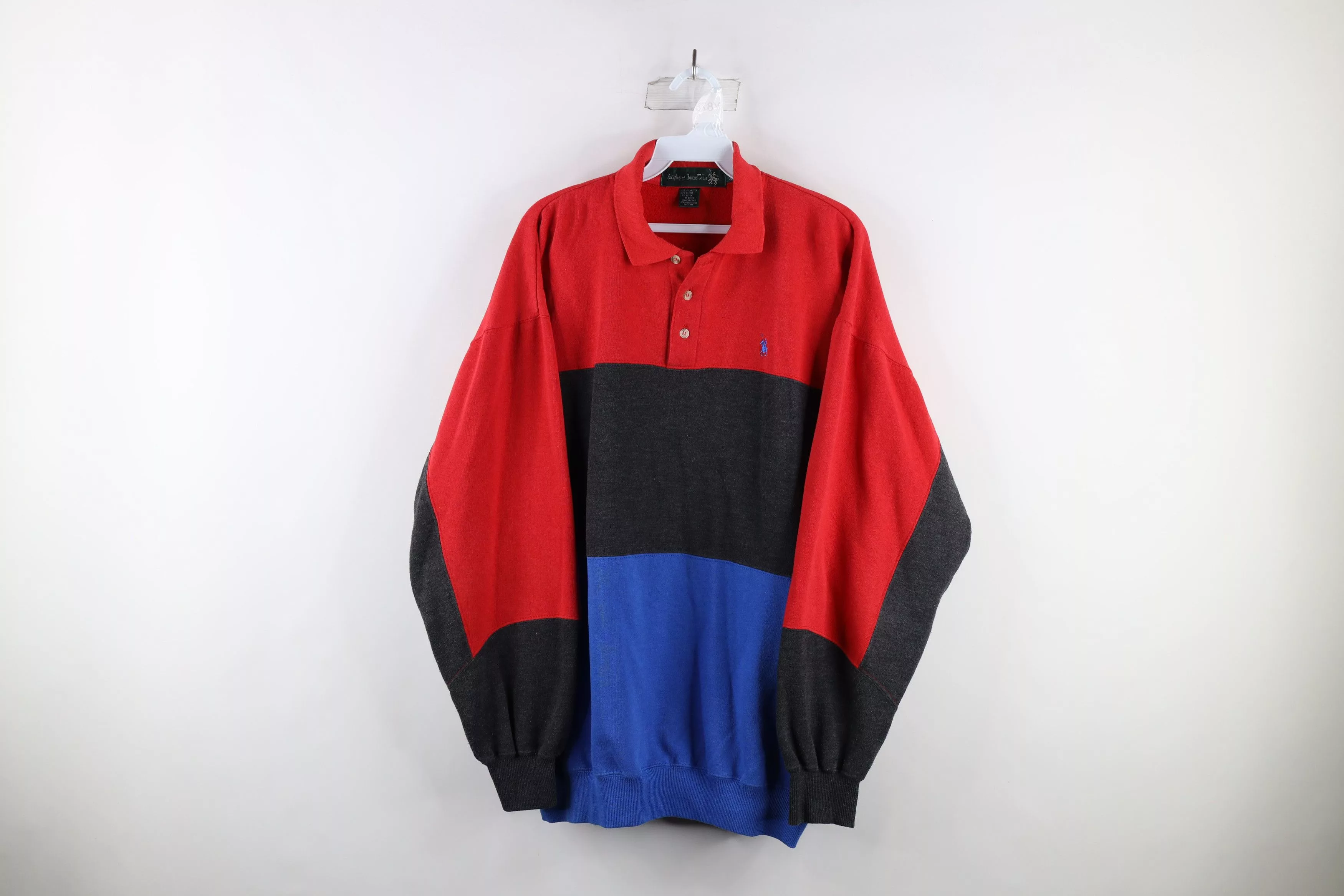 Vintage Sweatshirts Hoodies Vintage 90s Streetwear Color Block Collared Sweatshirt Multi