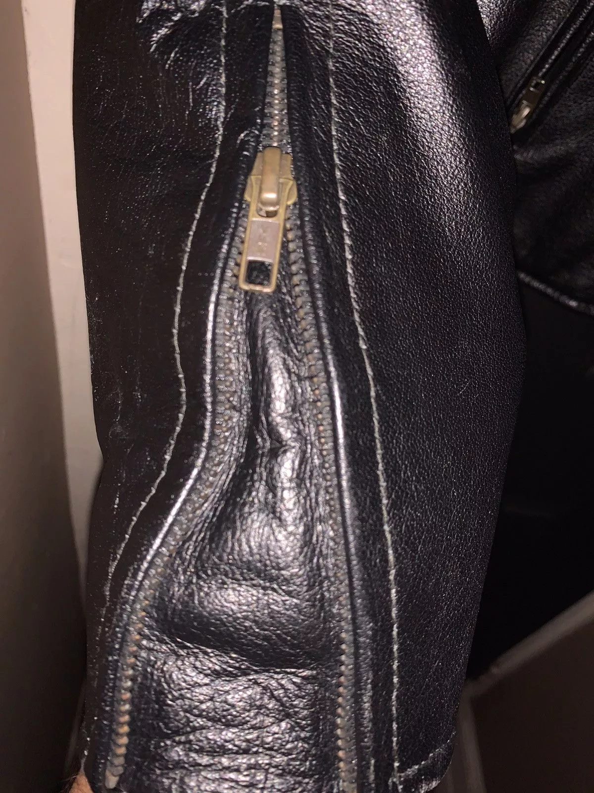 Vintage Leather Jackets Vintage × Xelement Leather Motorcycle Jacket Black