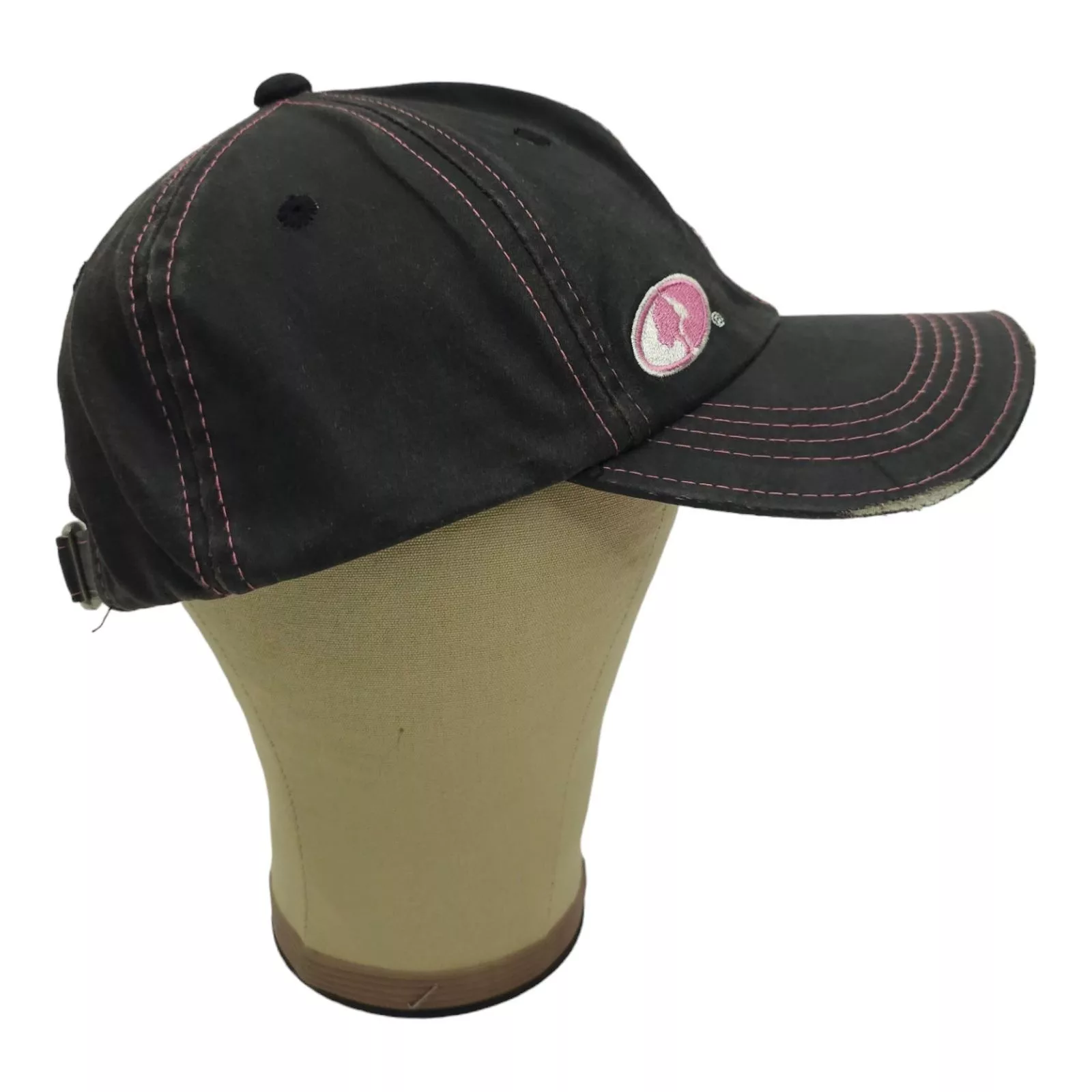 Signatures Hats Signatures Mossy Oak Black Pink Distressed Tuck Strap Adjustable Cap