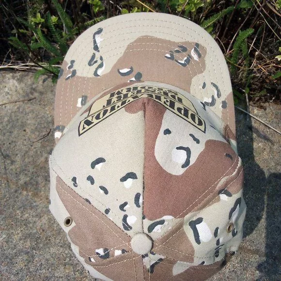 Vintage Hats Vintage NWT DS Operation Desert Storm Camouflage Snap Back Hat Brown Streetwear