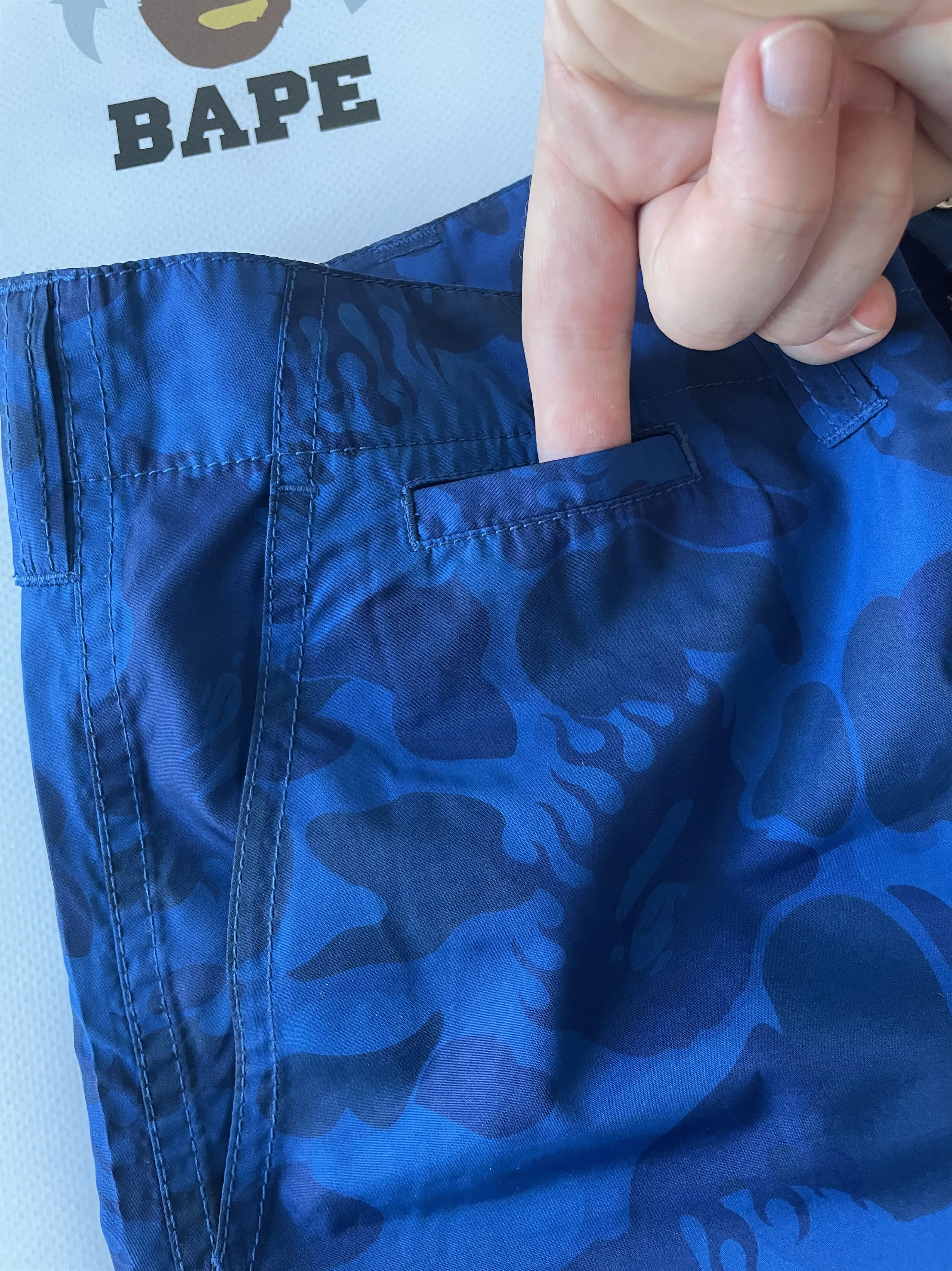 Bape Shorts Bape FIRE CAMO BEACH SHORTS Blue
