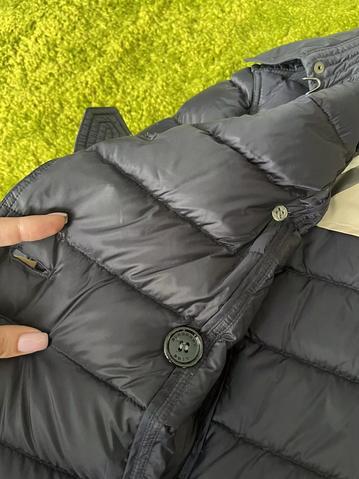 Burberry Down Jackets Burberry × Designer Burberry Brit belted down puffer jacket Blue Luxury