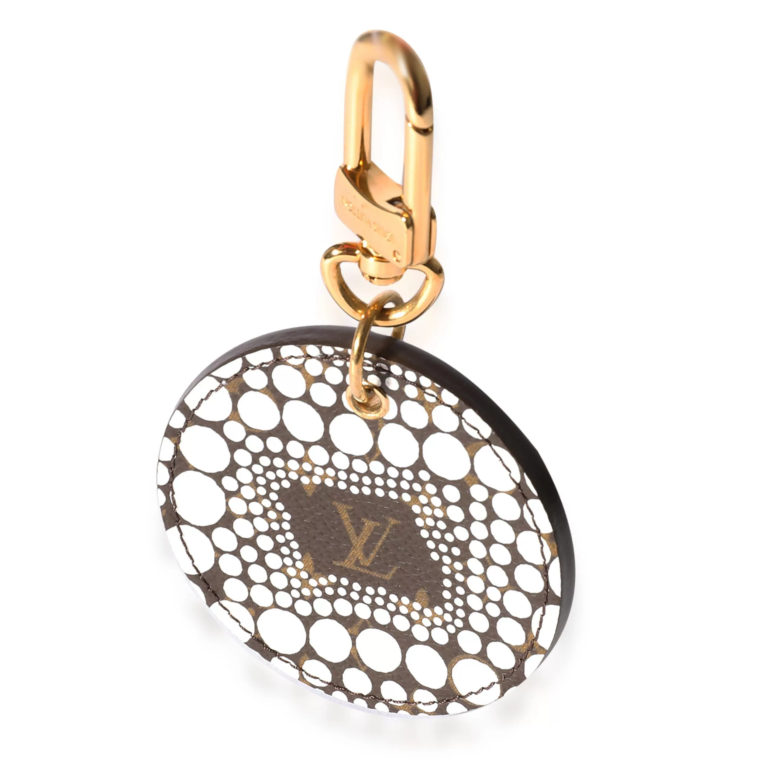 Louis Vuitton Rings Louis Vuitton x Yayoi Kusama White Infinity Dots Monogram Canvas Bag Charm Gold