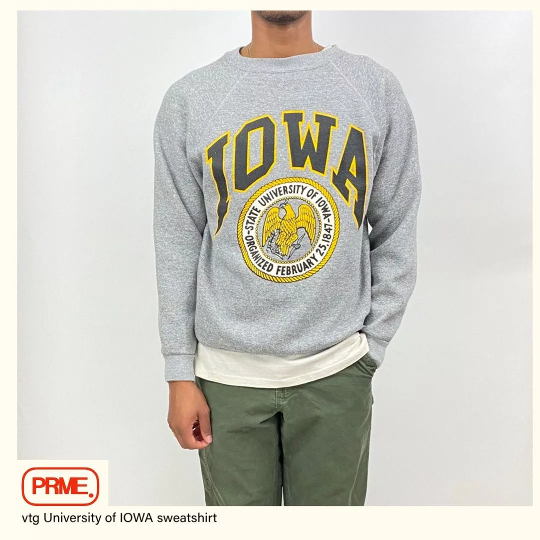 Vintage Sweatshirts Hoodies vintage 80s IOWA UNIVERSITY spellout DISCUS sweatshirt Gray