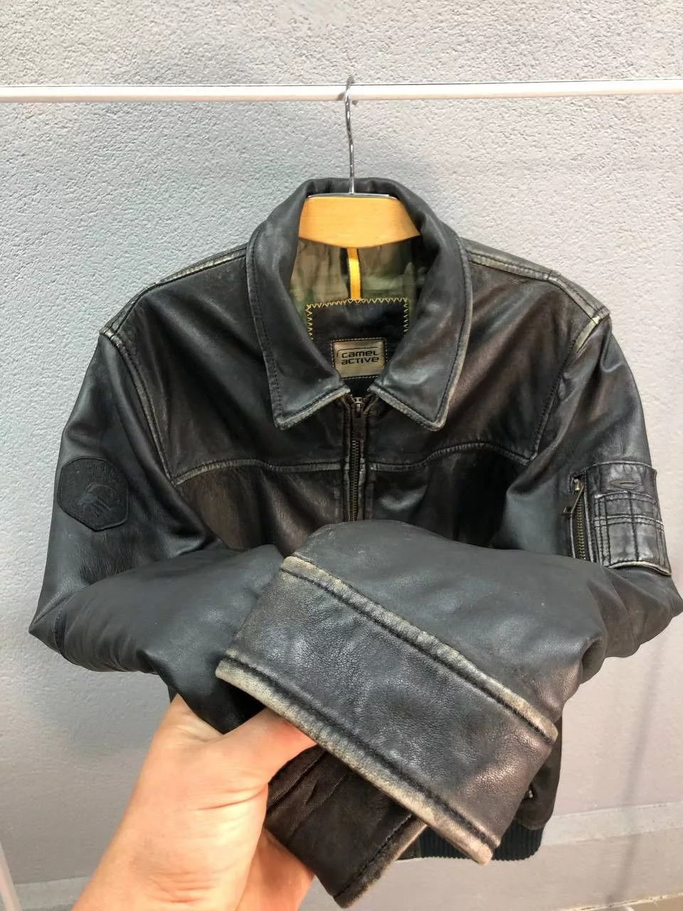 Camel Leather Jackets Camel Active leather mens Jacket 50 / Large Black
