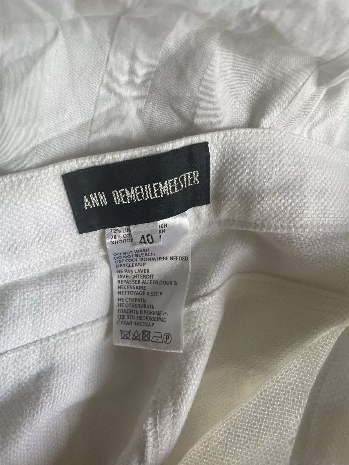 Ann Demeulemeester Denim Ann Demeulemeester Linen Structure Detailed Pants White Avant-Garde