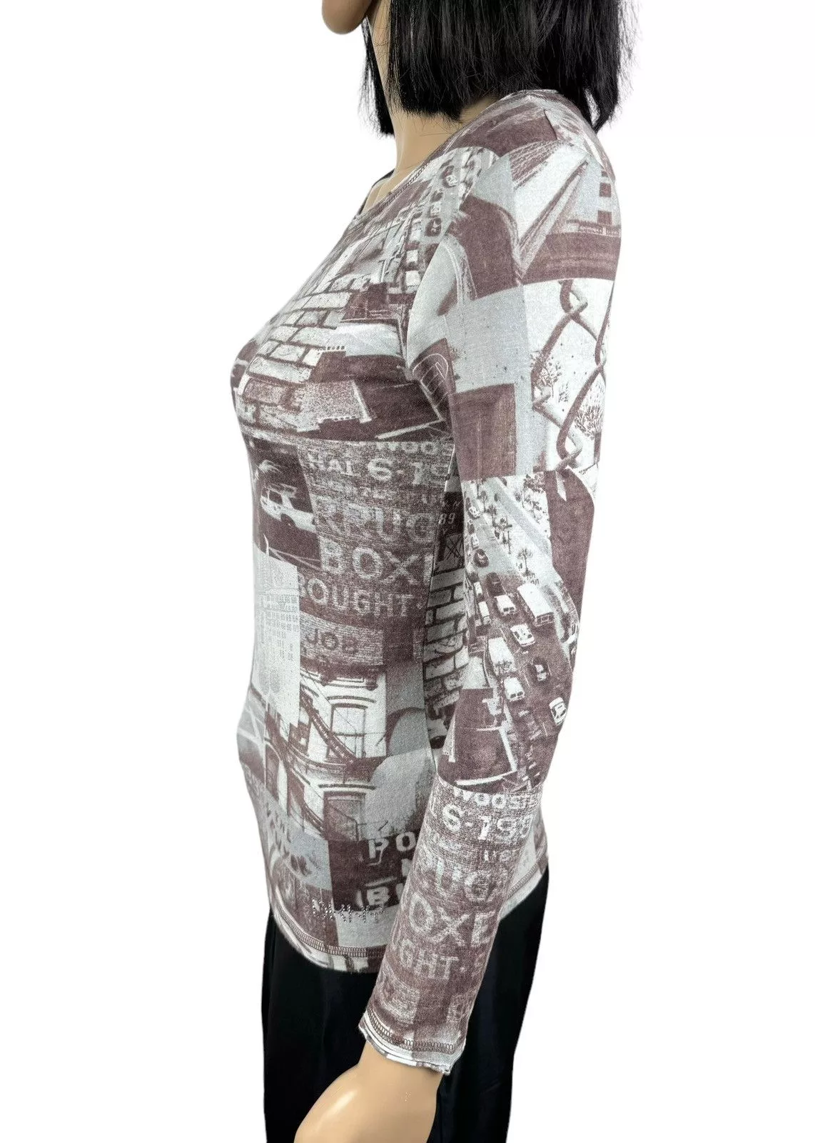 DKNY Blouses DKNY Newspaper Printed Stretch Blouse size 10 Multi