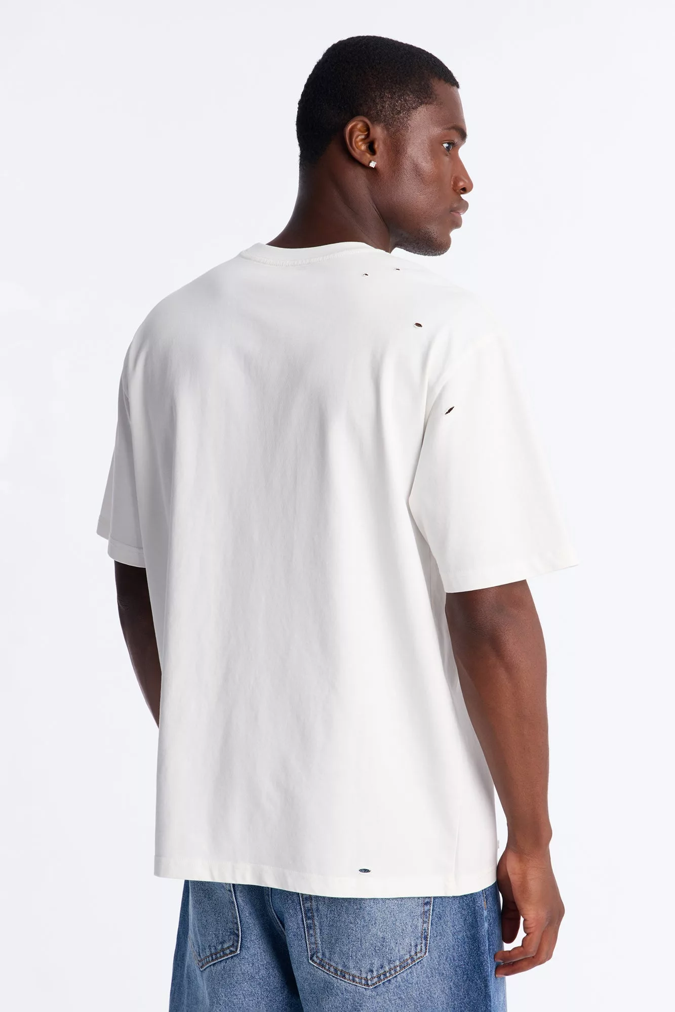 Destructed Crewneck Tee - White
