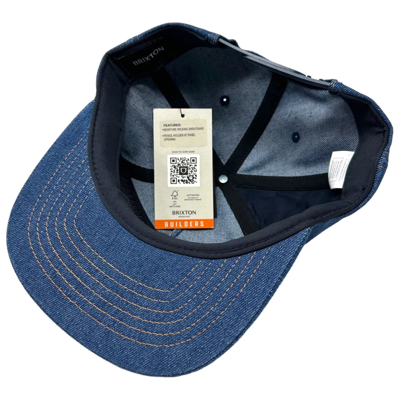 Brixton Hats Brixton Men's Snapback Hat Builders MP Adjustable Blue Denim
