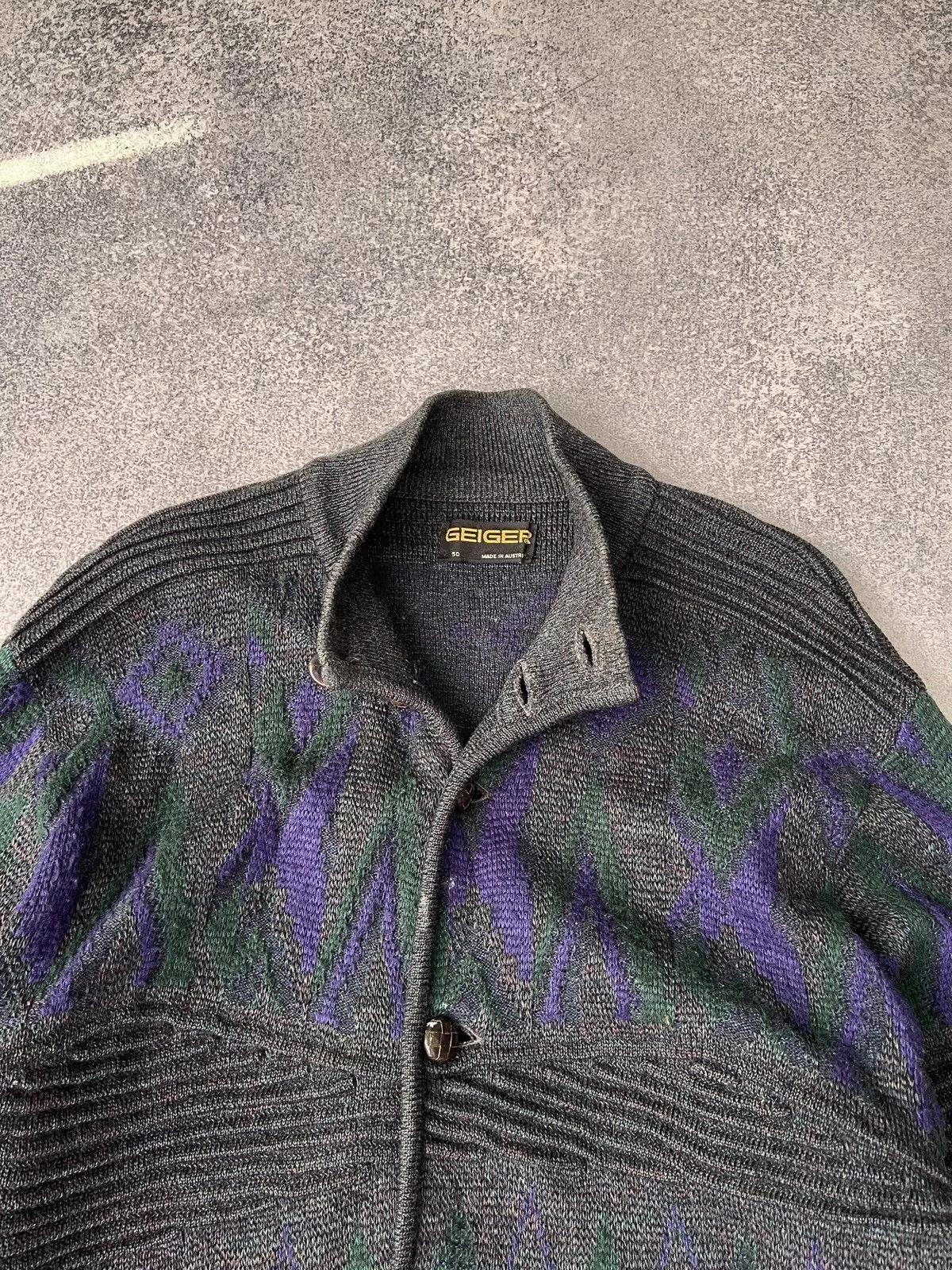 Designer Denim Jackets Designer × Vintage Vintage Geiger Austrian 100% Boiled Wool Cardigan Jacket Multi
