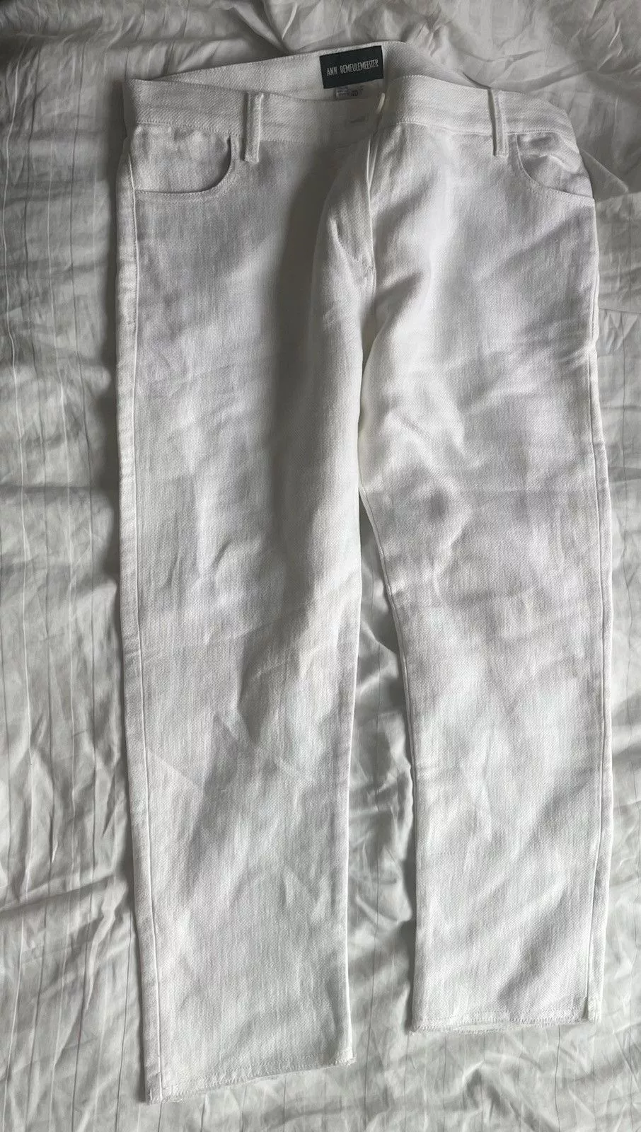 Ann Demeulemeester Denim Ann Demeulemeester Linen Structure Detailed Pants White Avant-Garde