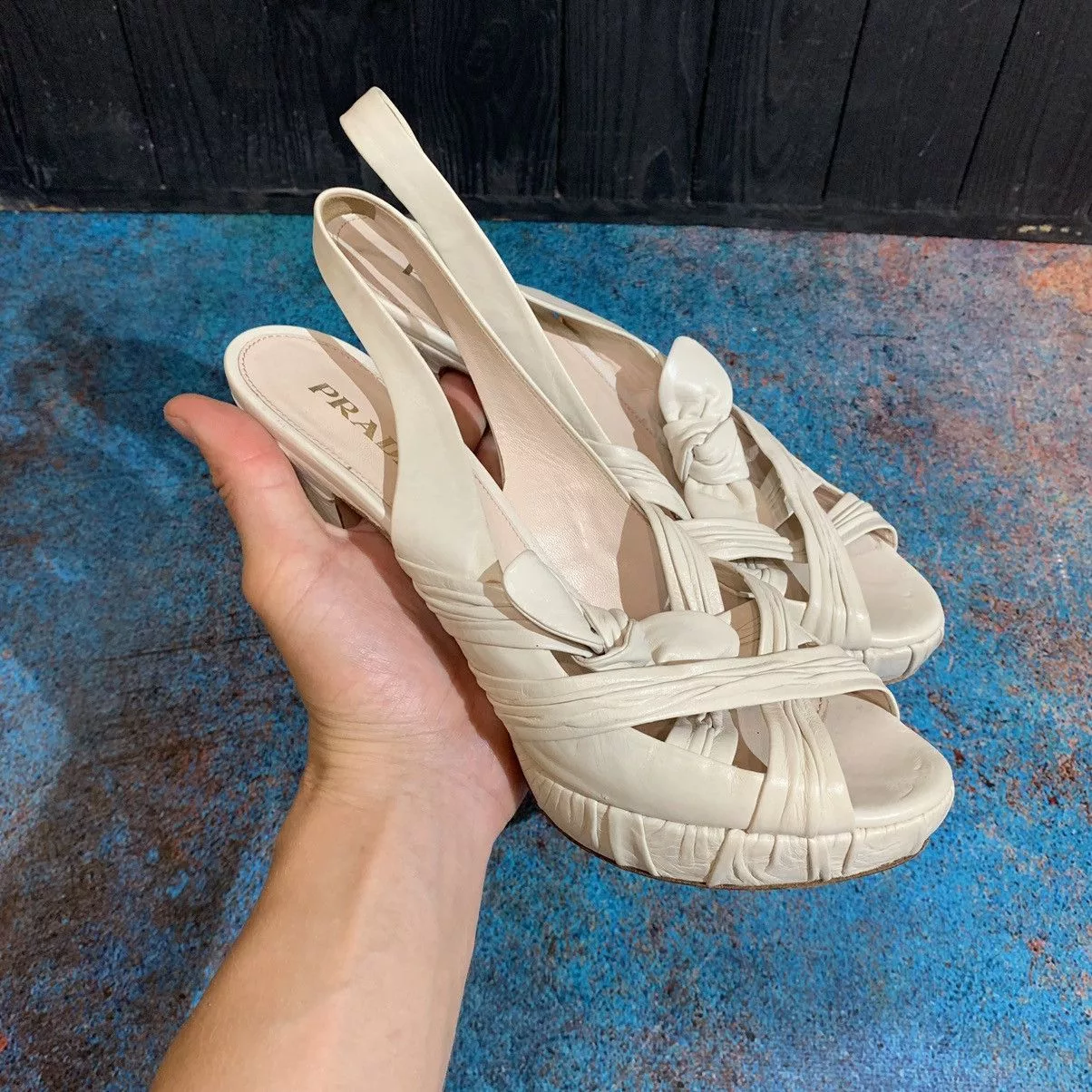 Prada Heels Prada Leather Heels Size 38 Beige Luxury