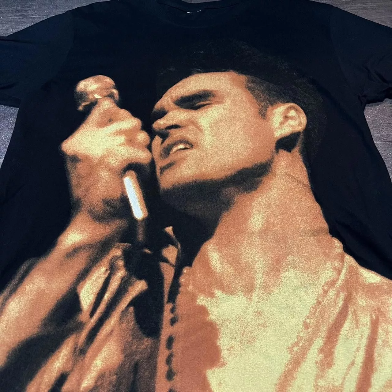 Designer Short Sleeve T Shirts Designer Classic Morrisey Big Print T Shirt 00s XL Black