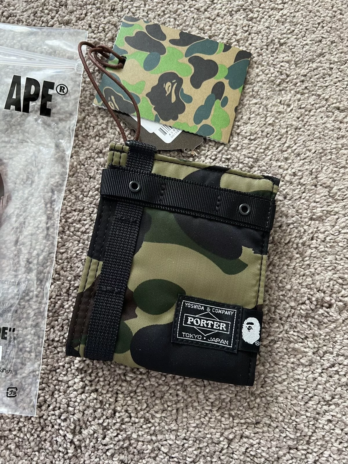 Bape Wallets Brand new A Bathing Ape Bape X Porter 1st camo wallet green