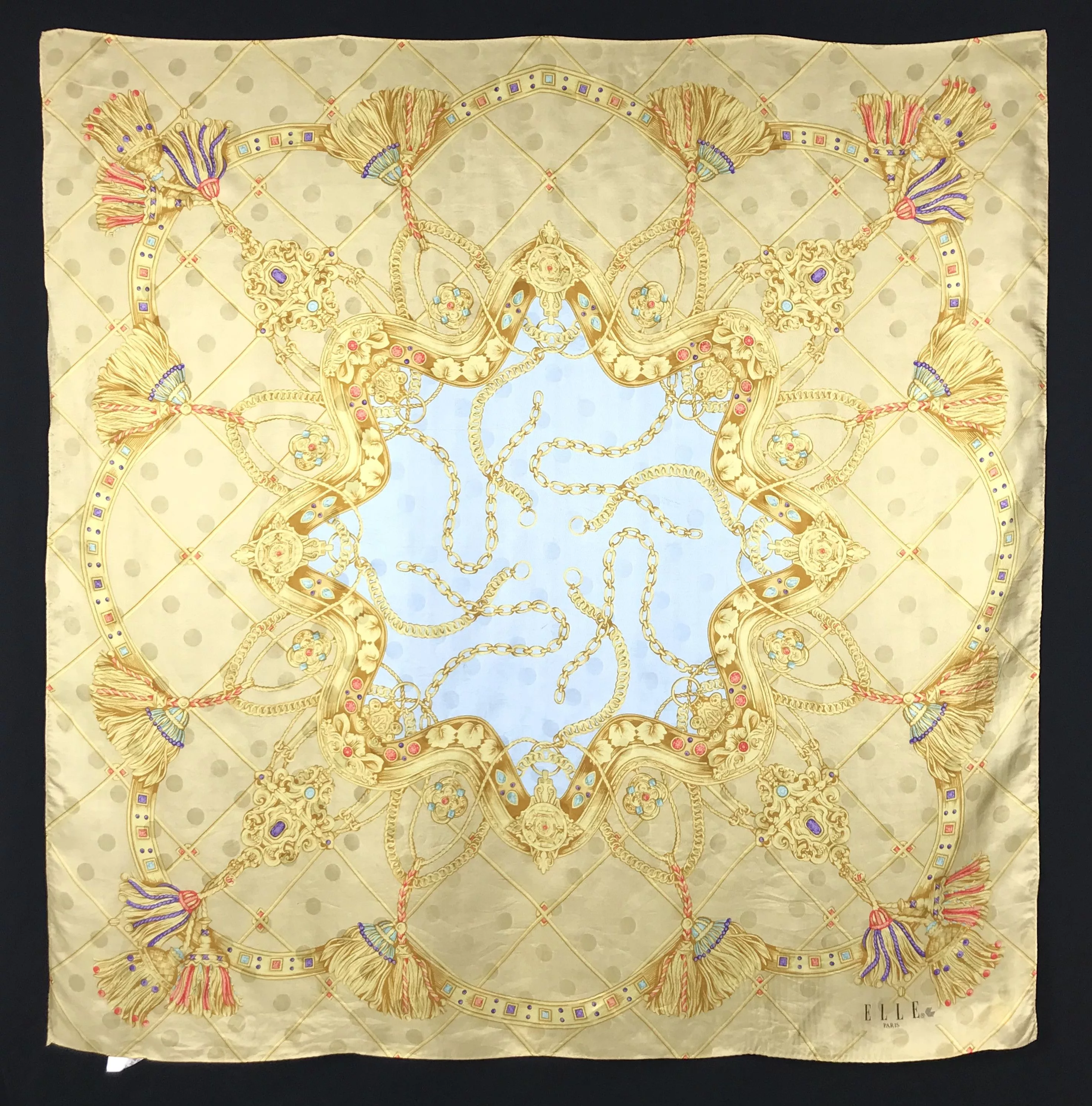Vintage Scarves Vintage EL801 Elle Chain Silk Scarf Multi