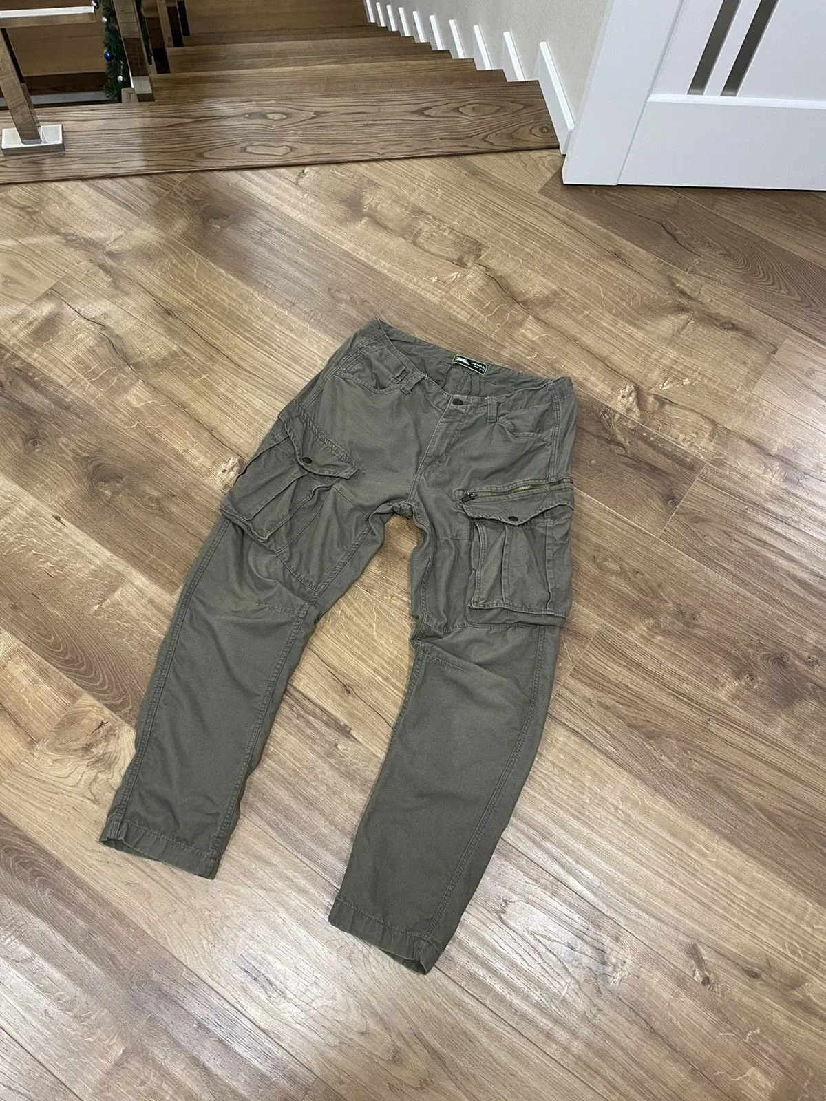 Vintage Casual Pants Vintage Olive Military Cargo Pockets Bondage Pants Size 34 Green