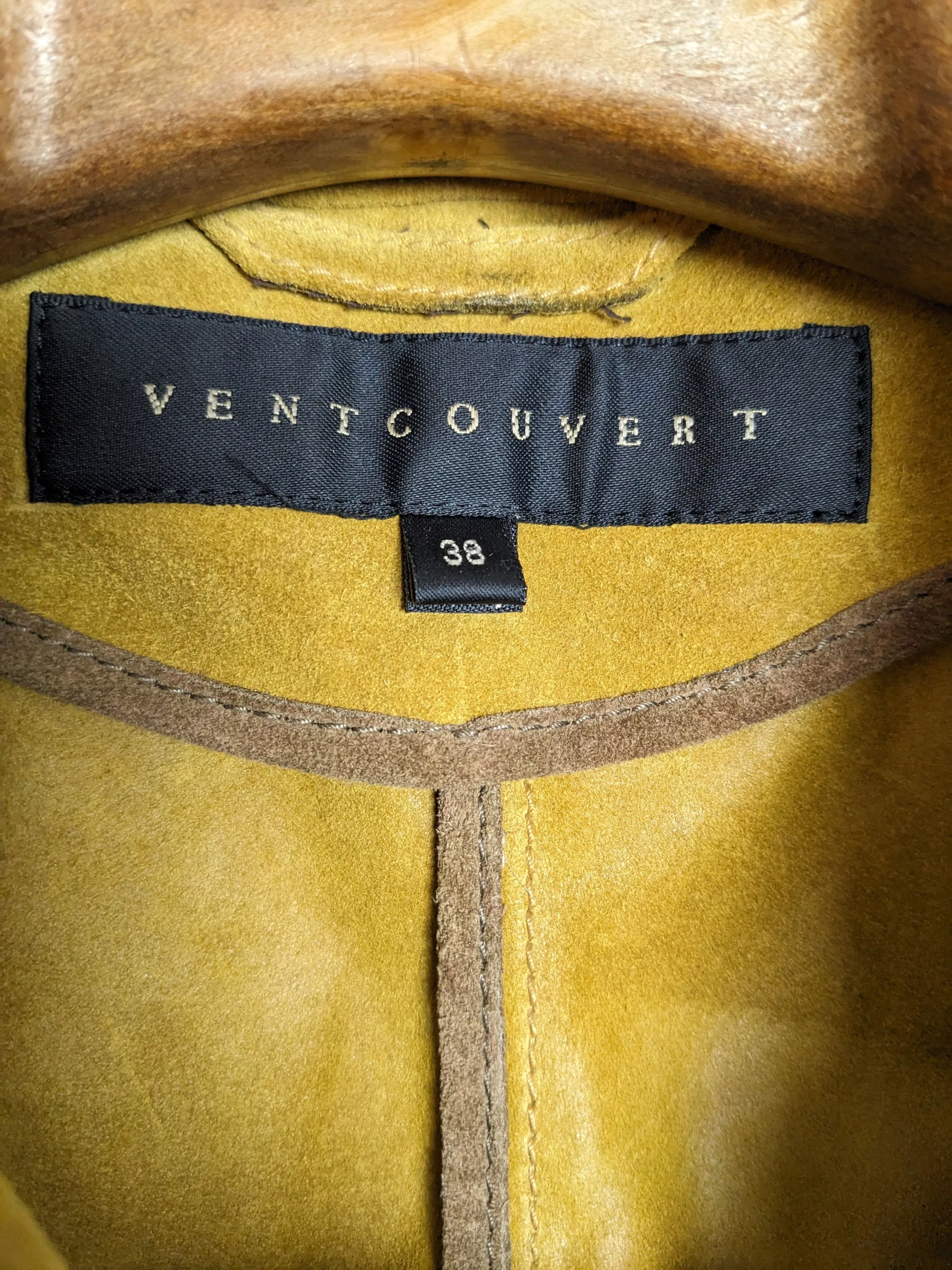 Designer Leather Jackets Designer VENTCOUVERT - Jacket - 100% calf split Leather - Size 38 Gold