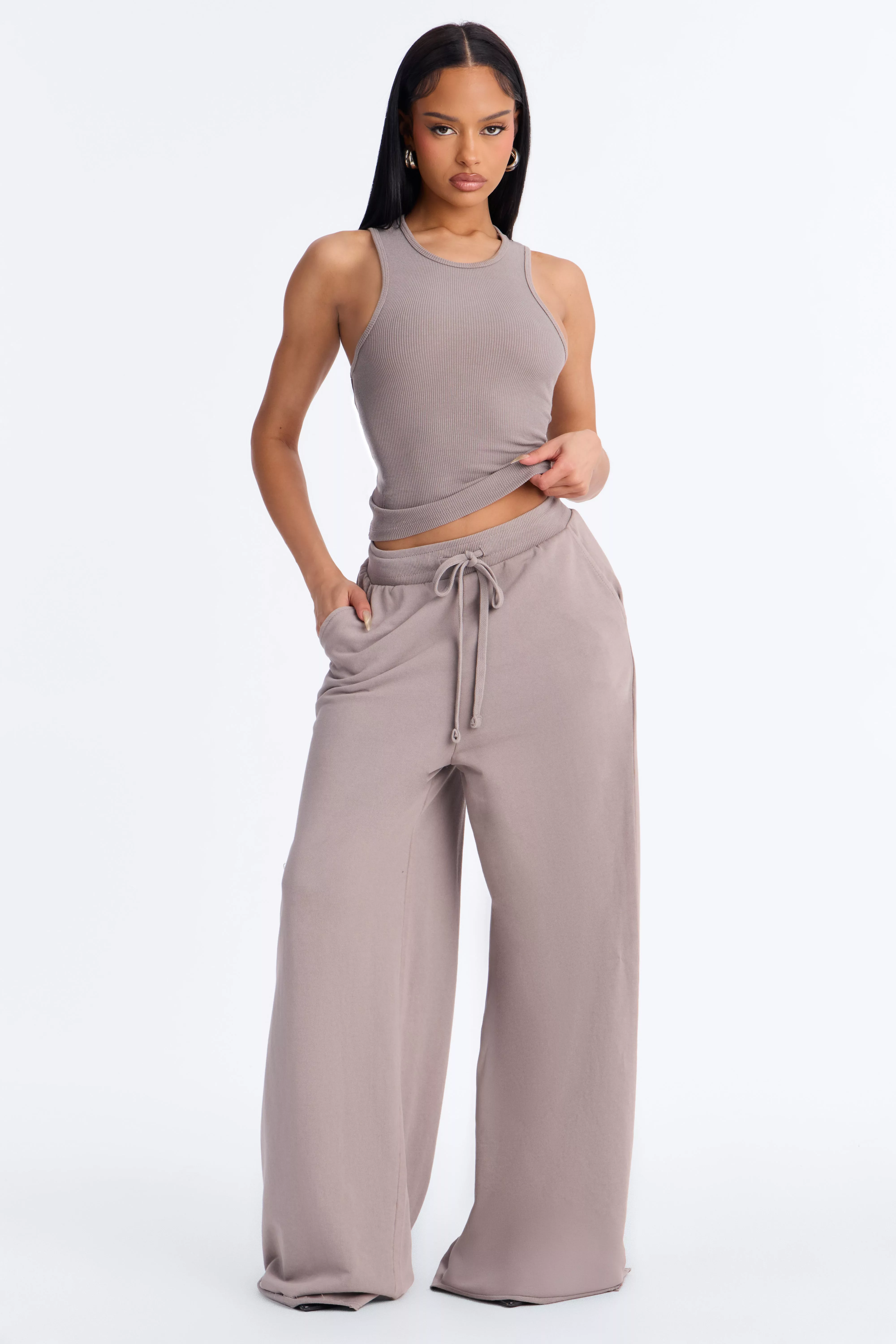 So Chill French Terry Pant Set - Grey