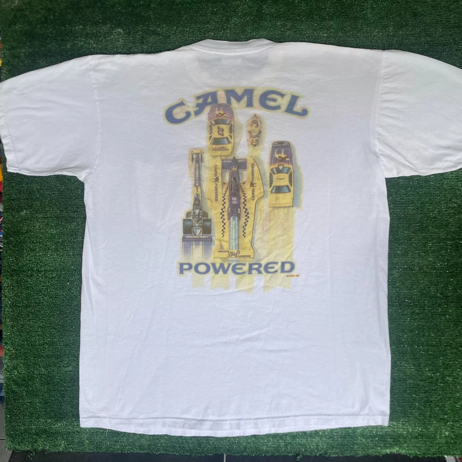 Camel Short Sleeve T Shirts Vintage 90s Camel Racing Shirt Smokin Joe's White Promo Tee