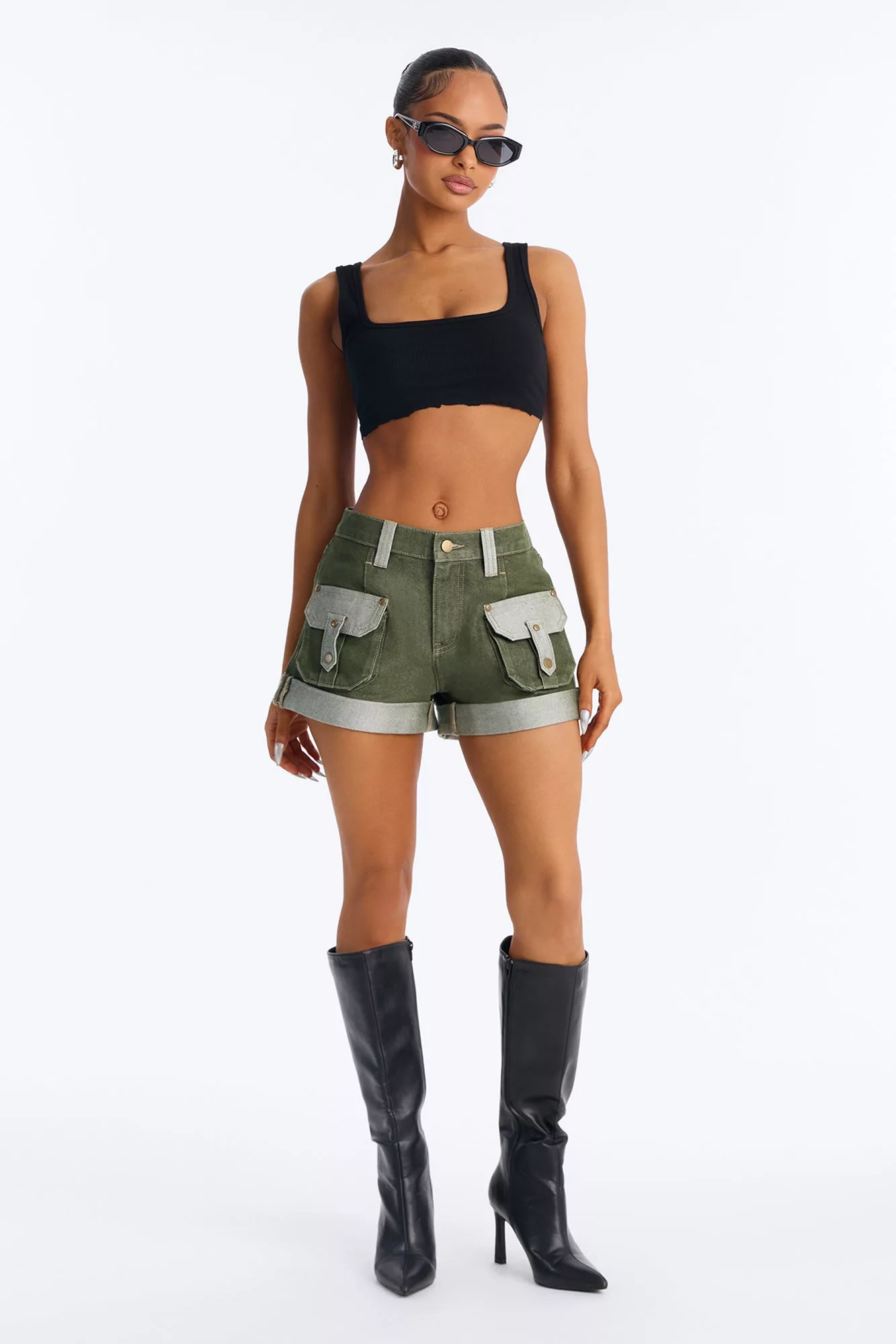Sydney Cargo Denim Shorts - Olive