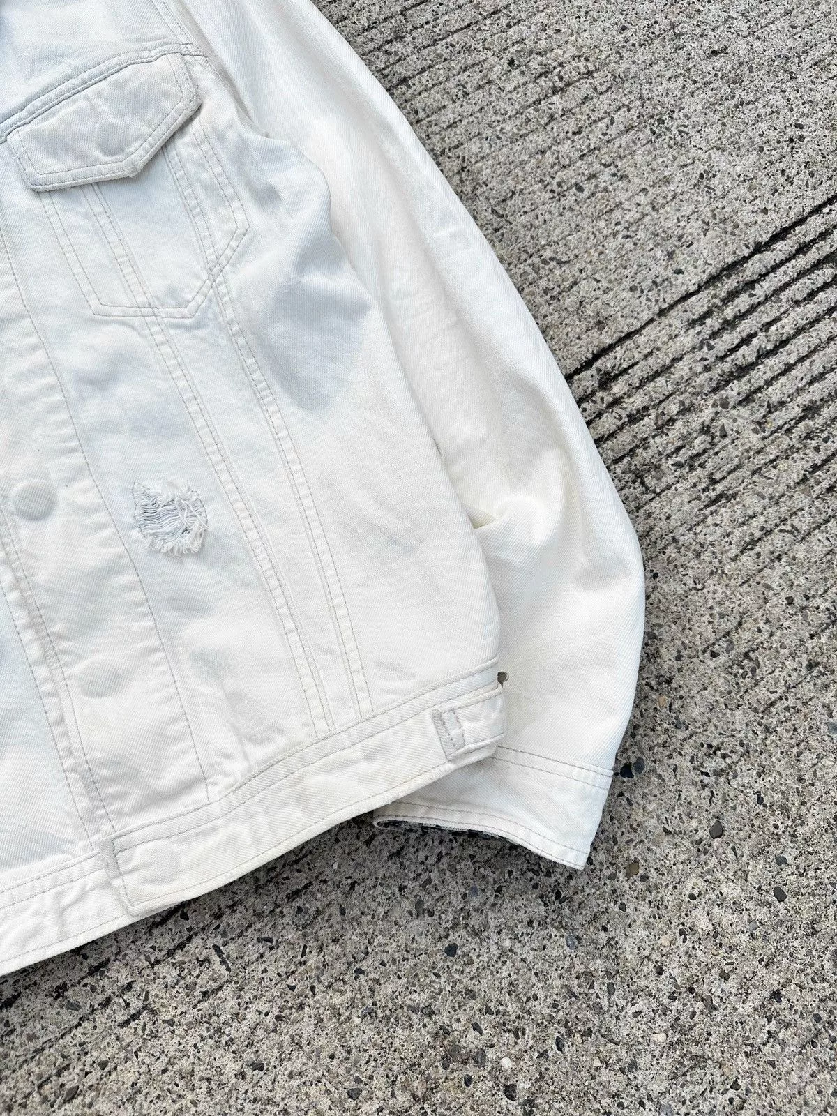 Isamu Katayama Backlash Denim Jackets Isamu Katayama Backlash Backlash Leopard Damage Trucker Jacket White
