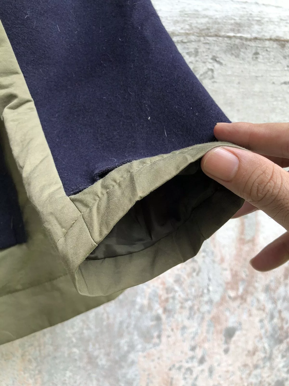 Designer Jackets Designer × Japanese Brand Bittoko Double Breast Reconstruct Nylon Wool Jacket Blue