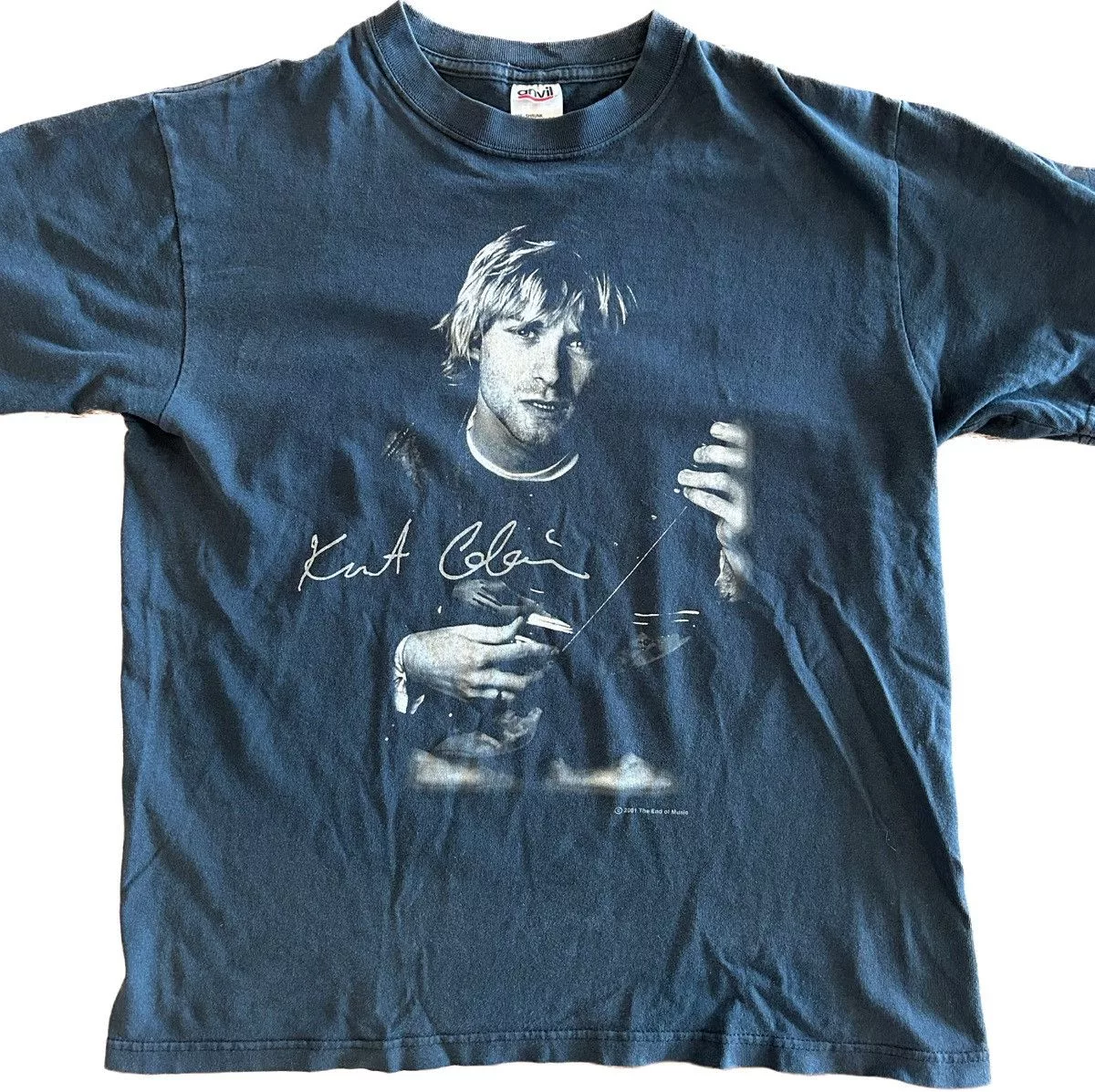 Vintage Short Sleeve T Shirts Vintage 2001 Kurt Cobain Nirvana Tee Black
