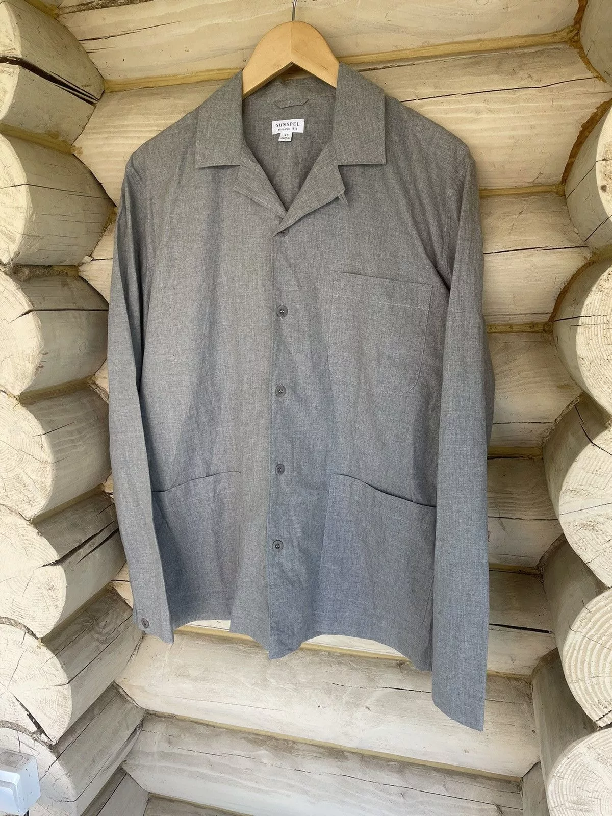 Sunspel Shirts Button Ups Sunspel grey light cotton shirt overshirt style Gray