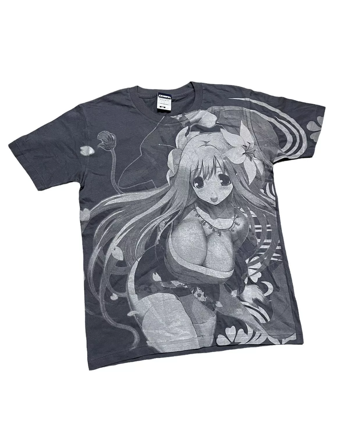 Anime Short Sleeve T Shirts Anime × Japanese Brand RARE Anime Cospa Sega OVP Naked Girl Tee 🇯🇵 Gray Streetwear