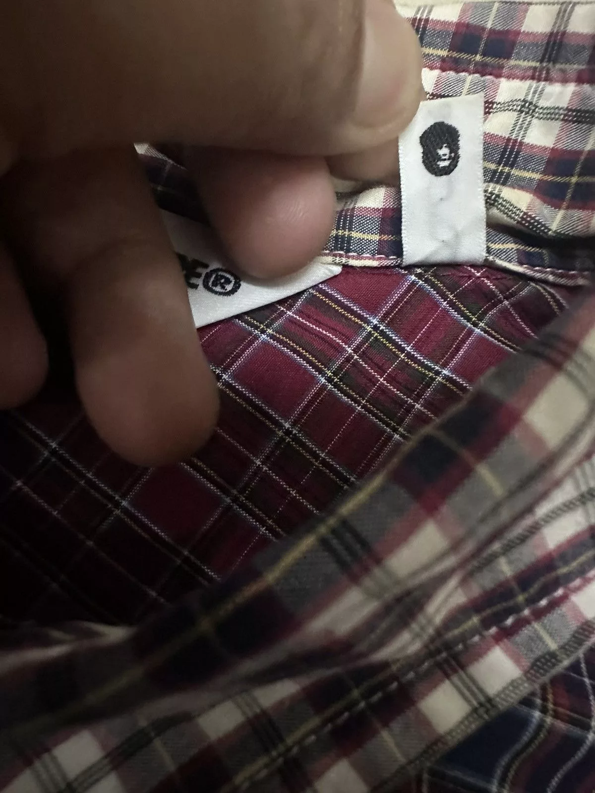 Bape Shirts Button Ups Bape Patchwork Button Up Shirt Red
