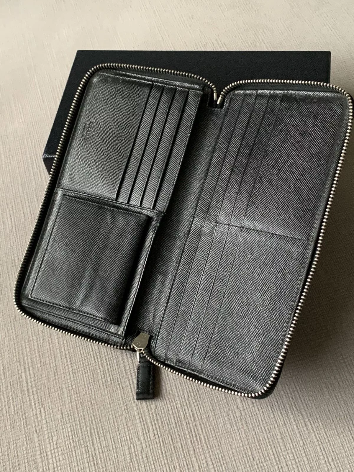Prada Wallets Prada black leather wallet purse with box
