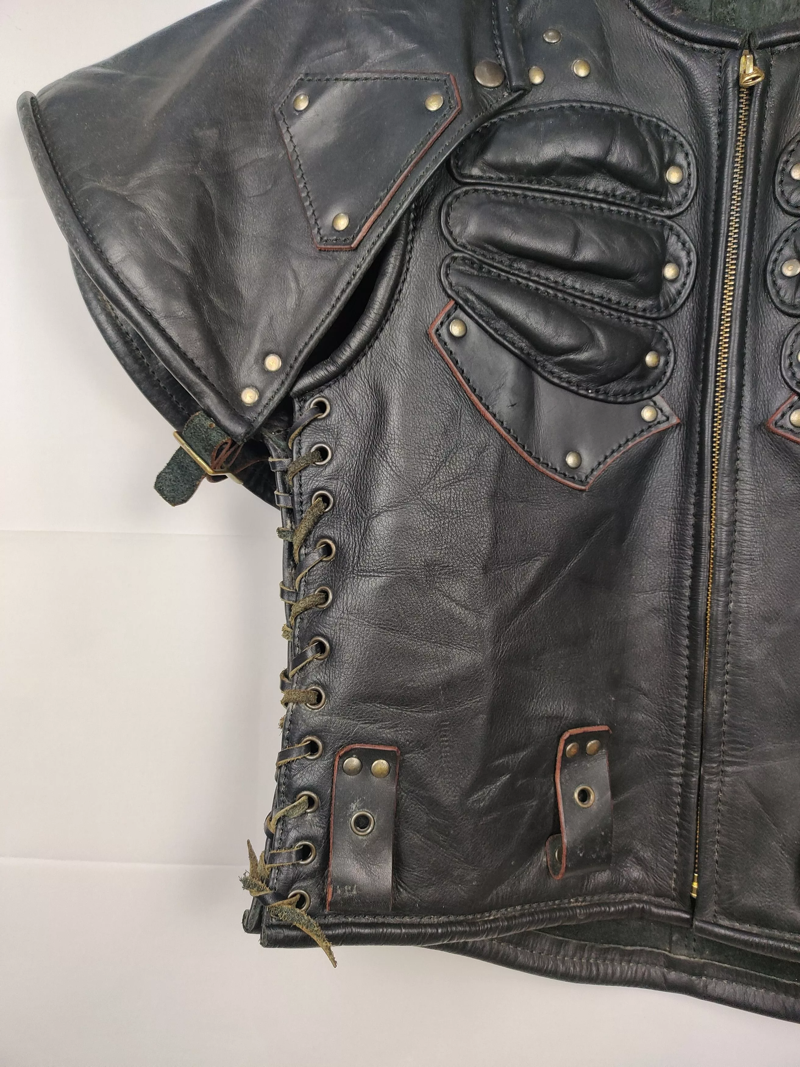 Designer Leather Jackets Designer Vintage Contrail Cybernetic Post apocalyptic Design Jacket Black