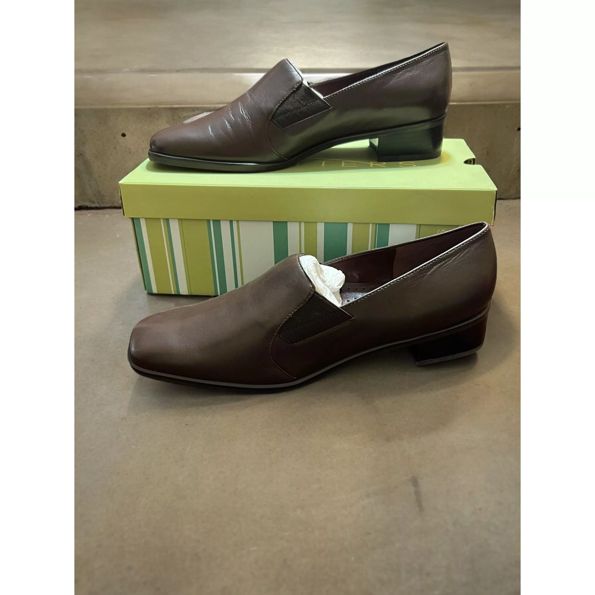 Other Flats Other Vintage Trotters Ash Fudge Brown Leather Loafers Shoes T4158