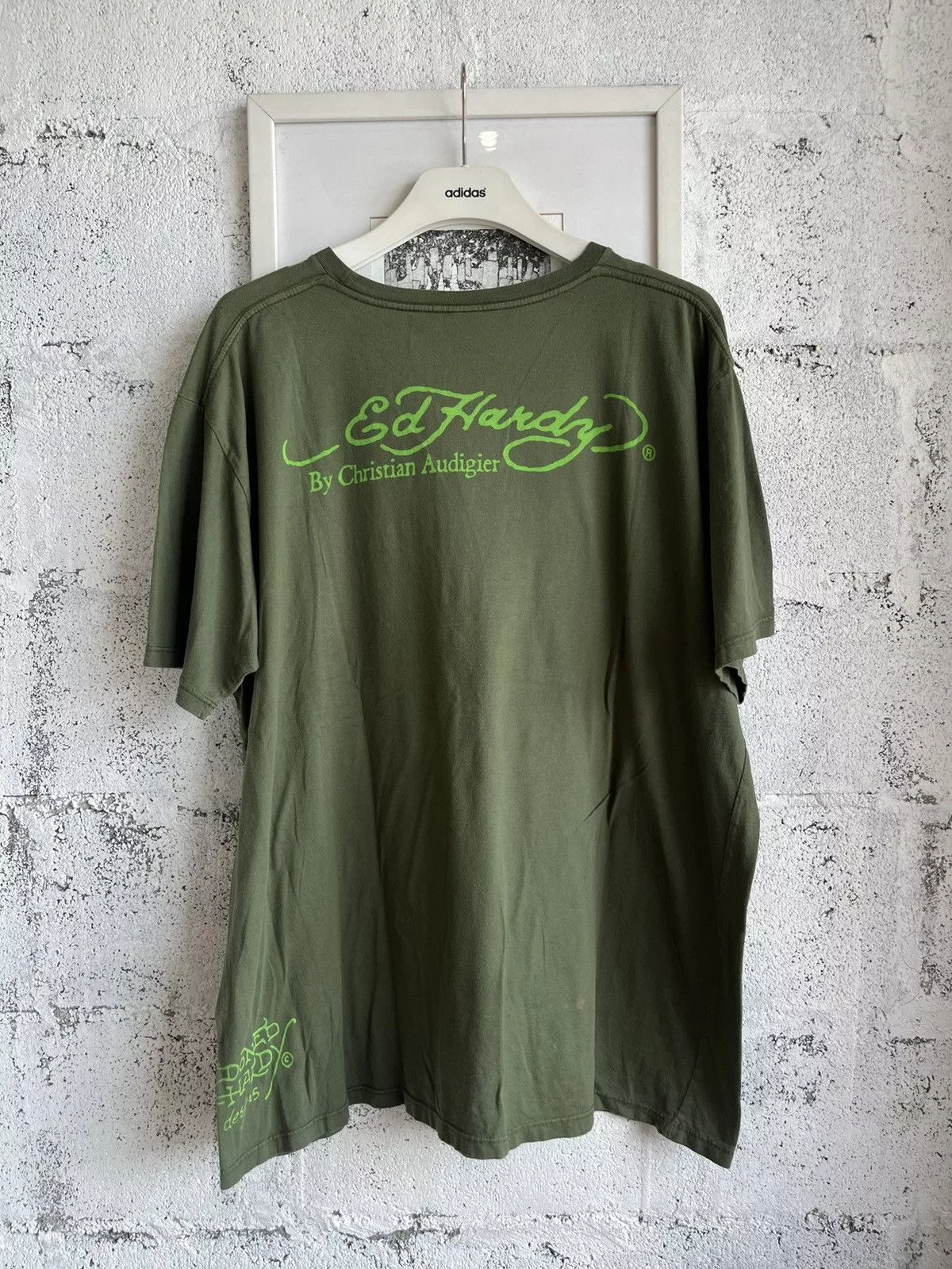 Designer Short Sleeve T Shirts Designer × Ed Hardy Ed Hardy Tshirt Design by Christian Audigier Green Streetwear