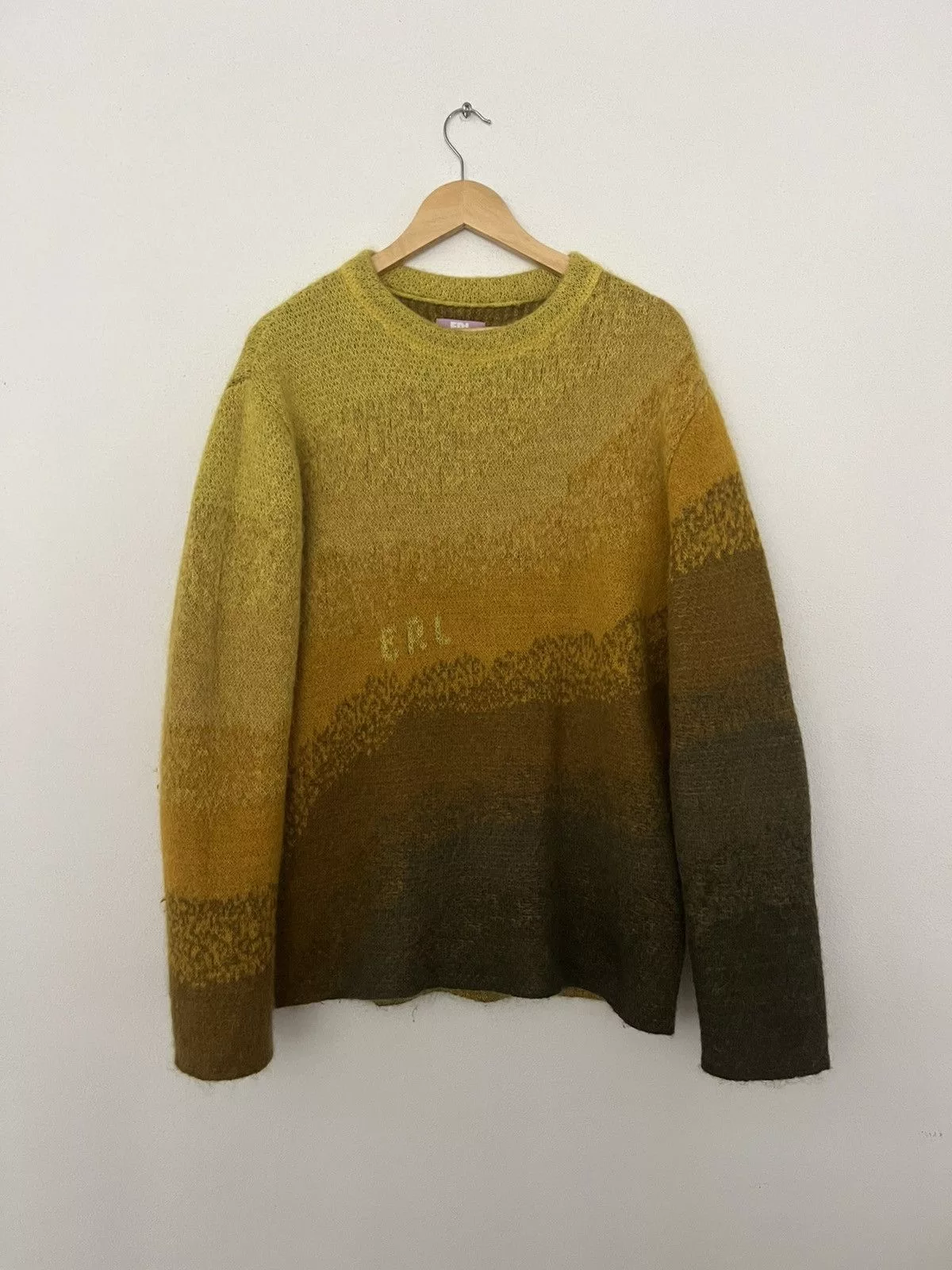 ERL Sweaters Knitwear ERL yellow khaki gradient fluffy knit sweater