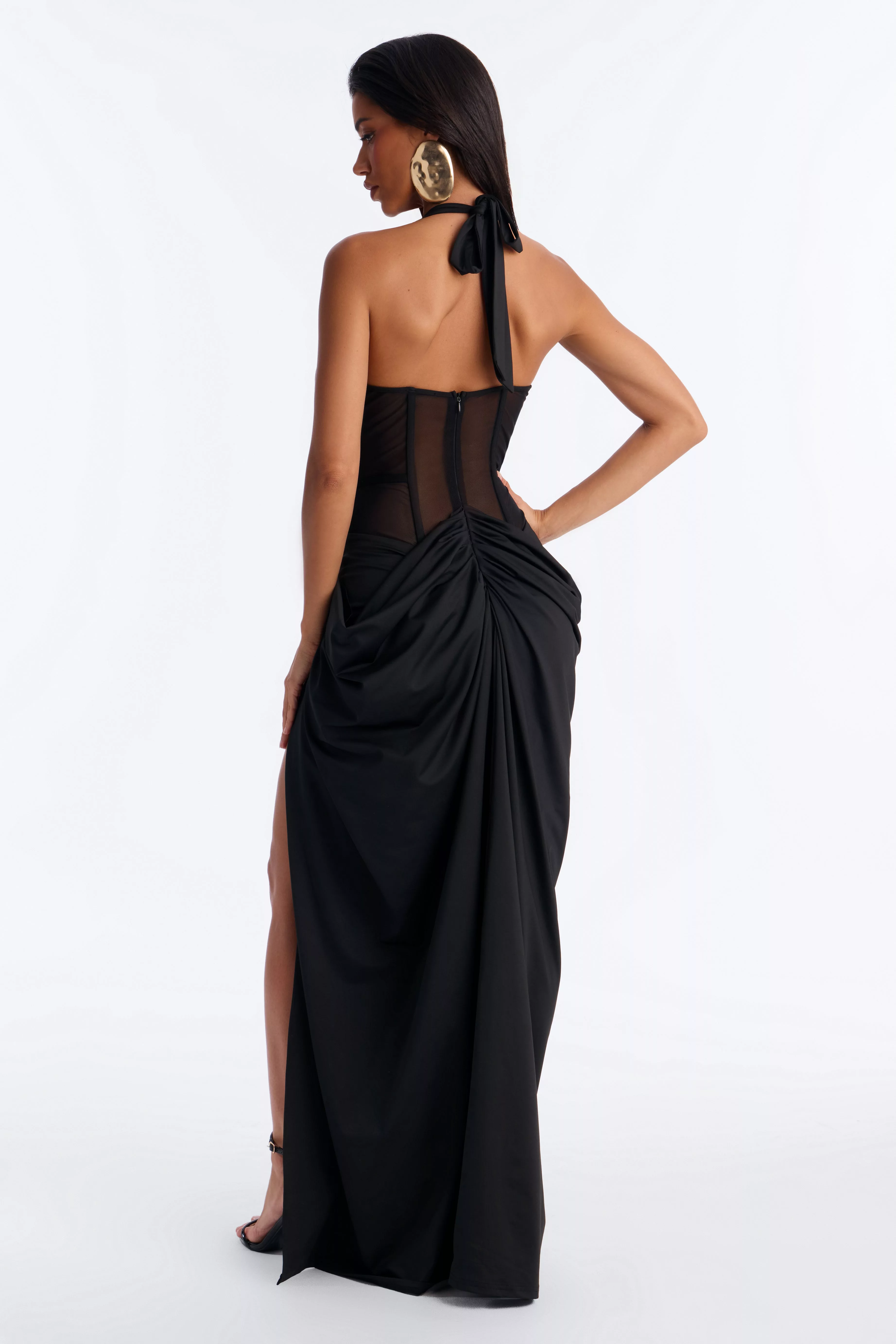 Shut It Down Corset Maxi Dress - Black