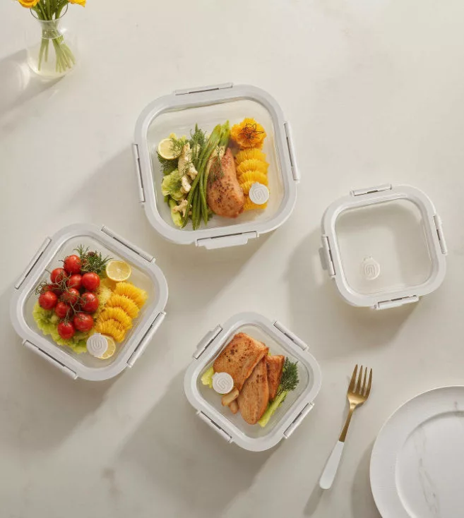 Vanilla Square Glass Container Set