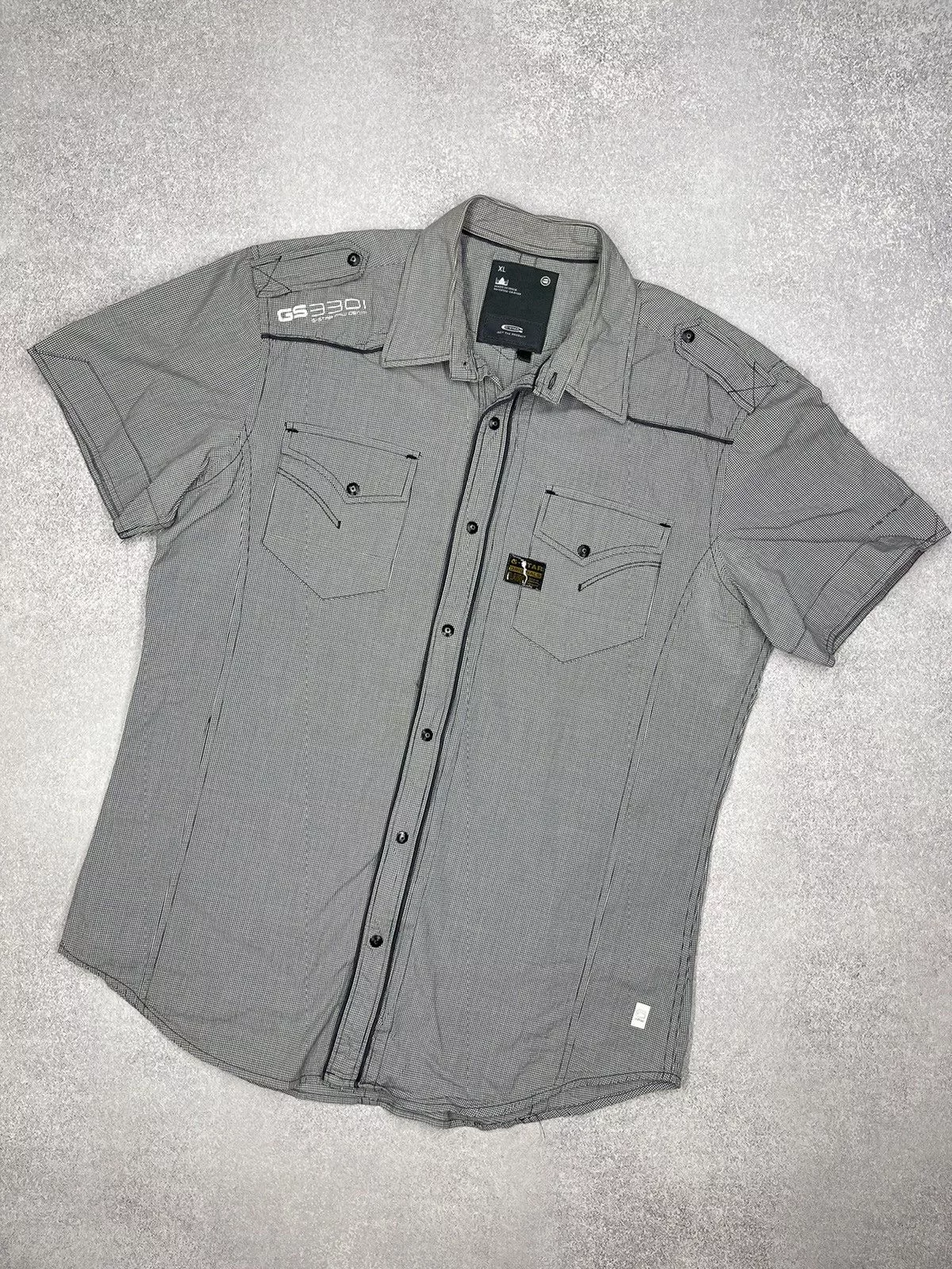 G-Star Shirts Button Ups G-Star × Vintage Vintage G Star Raw 3301 Shirt Big Logo Y2K Size L Gray Streetwear