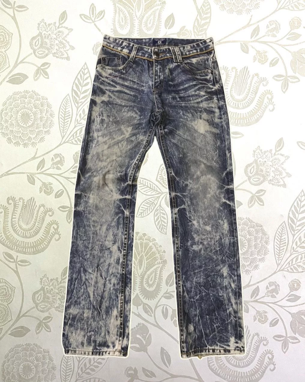 Bleach × Vintage INTERROGATION BLEACH DENIM JEANS AVANT GARDE Blue Avant-Garde