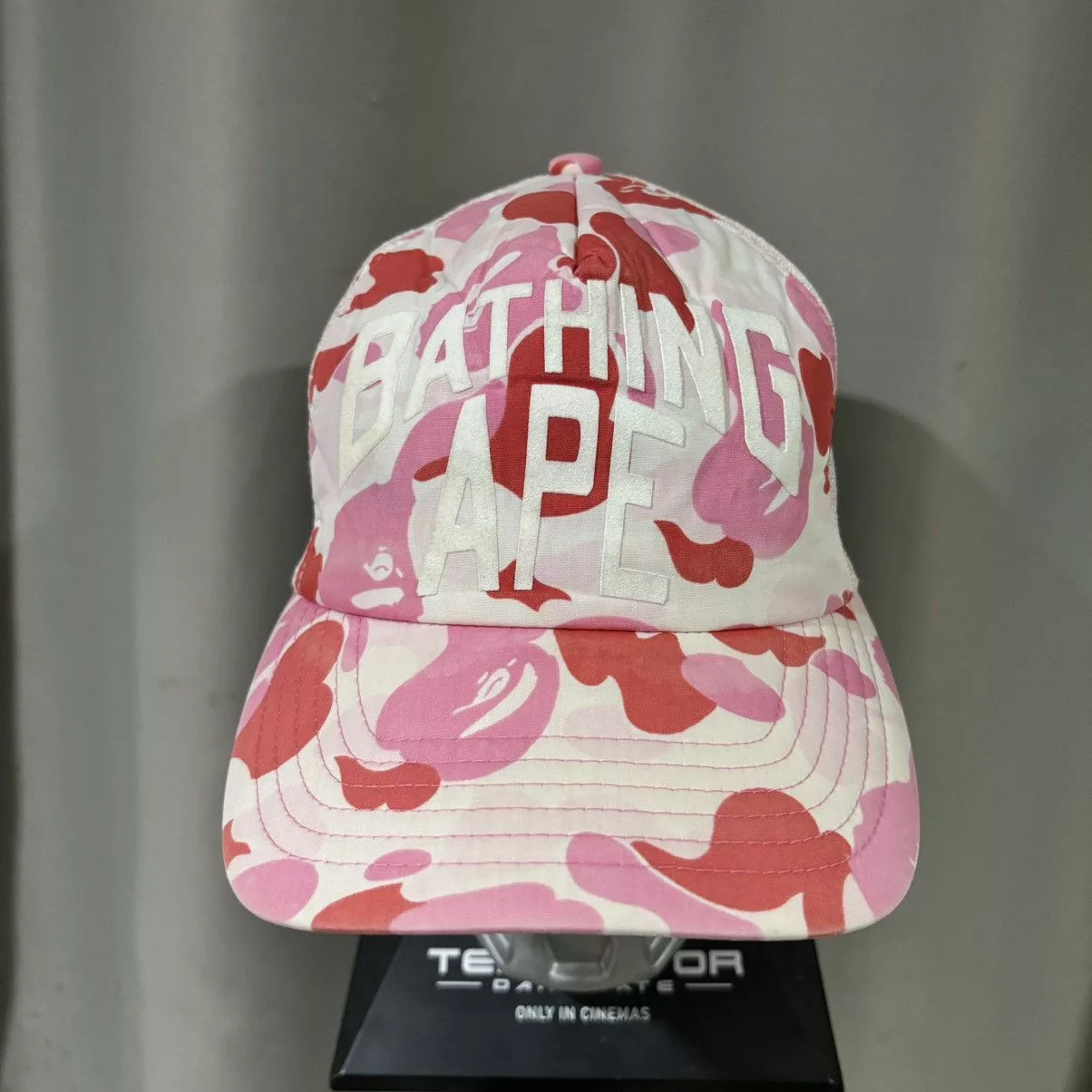 Bape Hats Bape × Nigo ABC Camo NYC Logo Mesh Cap Pink