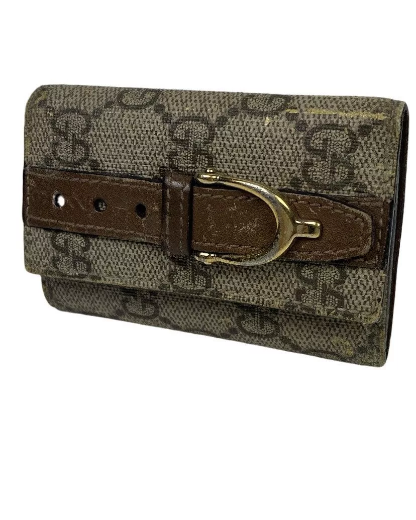 Gucci Wallets Gucci GG Monogram Buckle Key Holder Brown